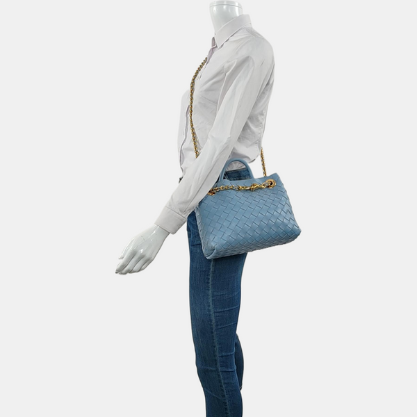 Authenticated pre-owned  Andiamo Small Lambskin Blue - Tote Bag at Looply