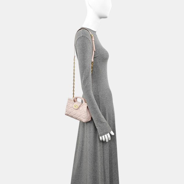 Jolie Top Handle Mini Cannage Lambskin Pink