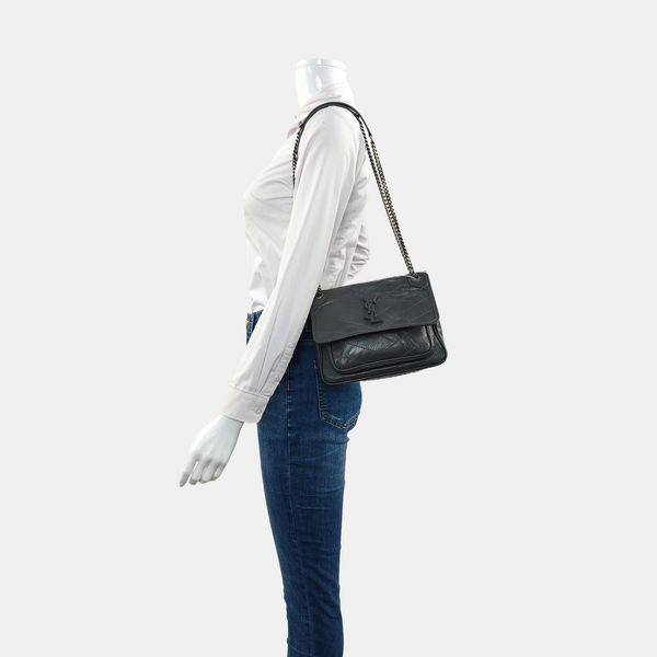 NIKI Small Chevron Calfskin Gray