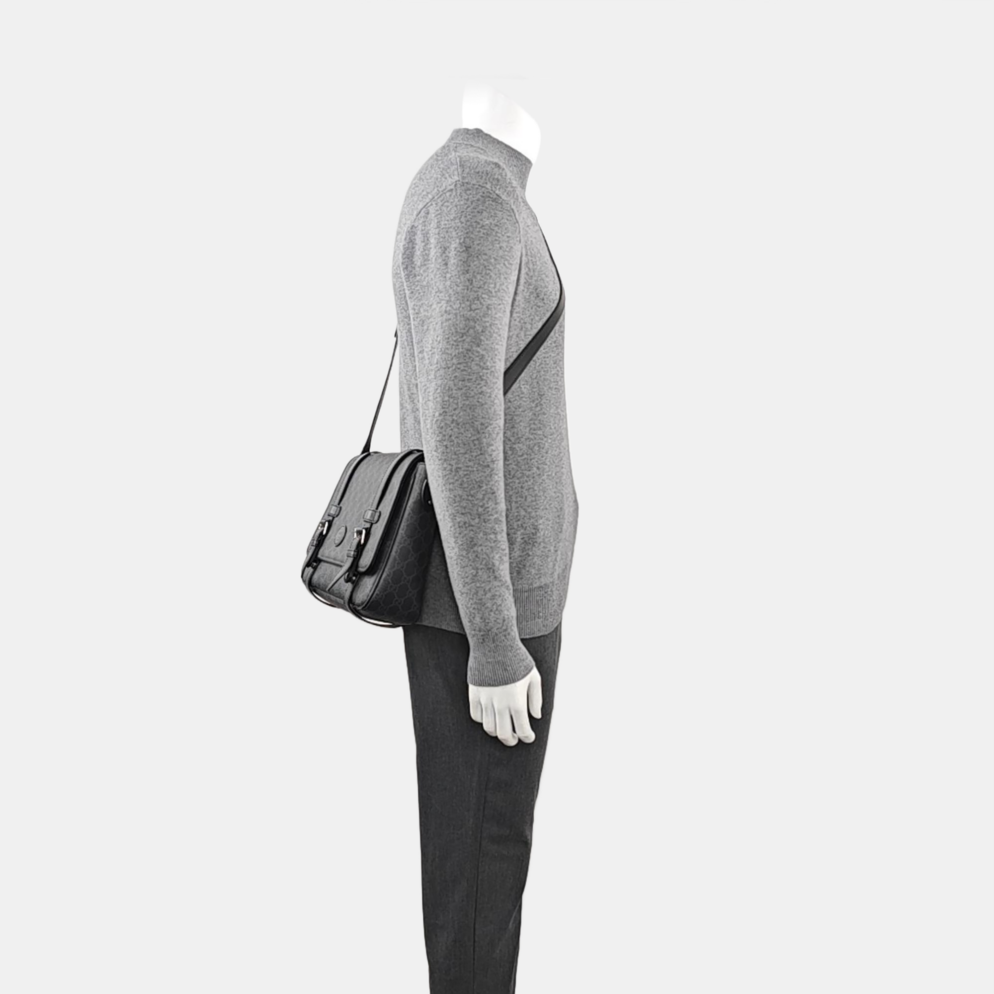 Monogram Coated Canvas Shoulder Bag Black