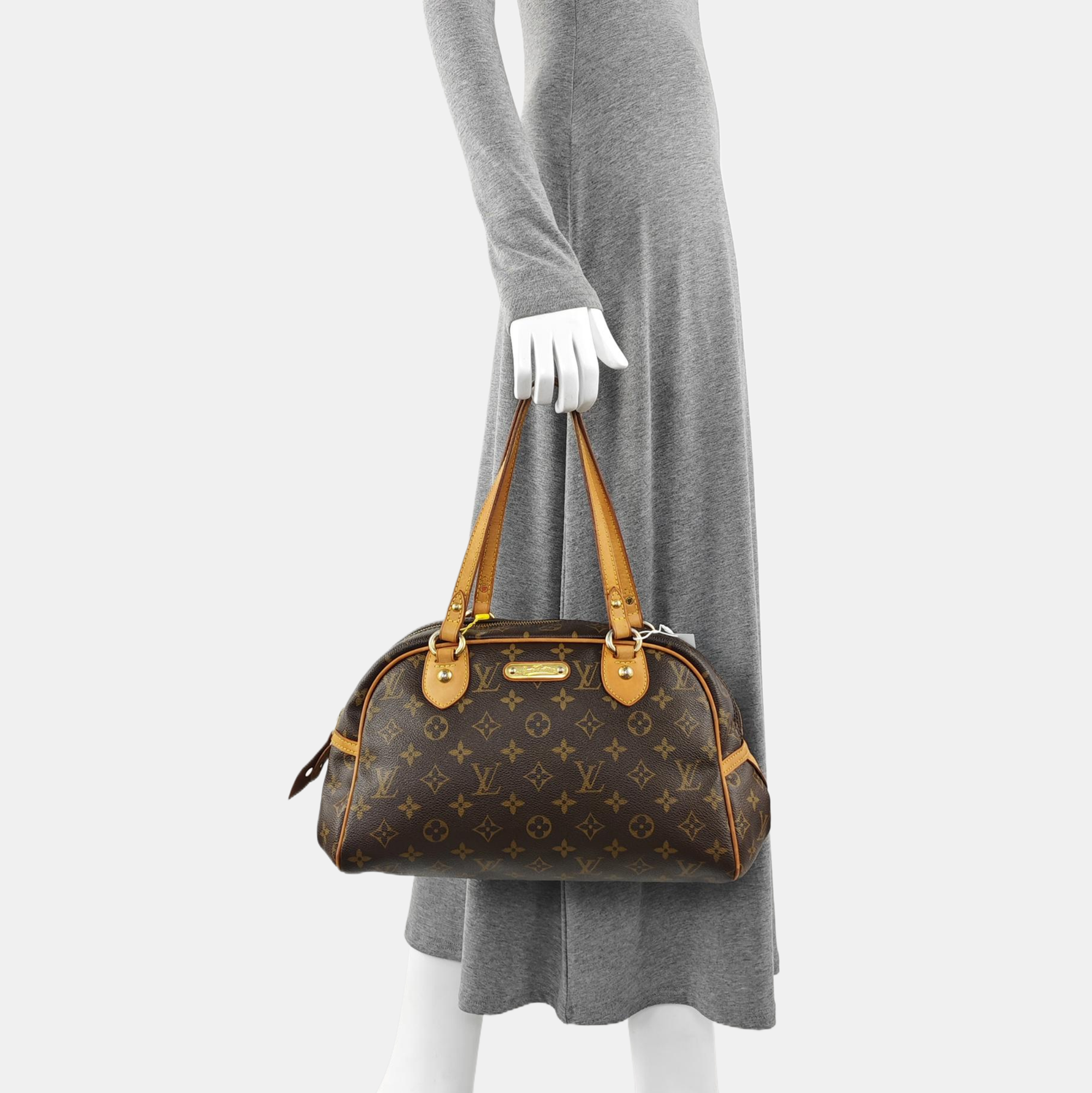 MONTORGUEI PM Monogram Coated Canvas Brown