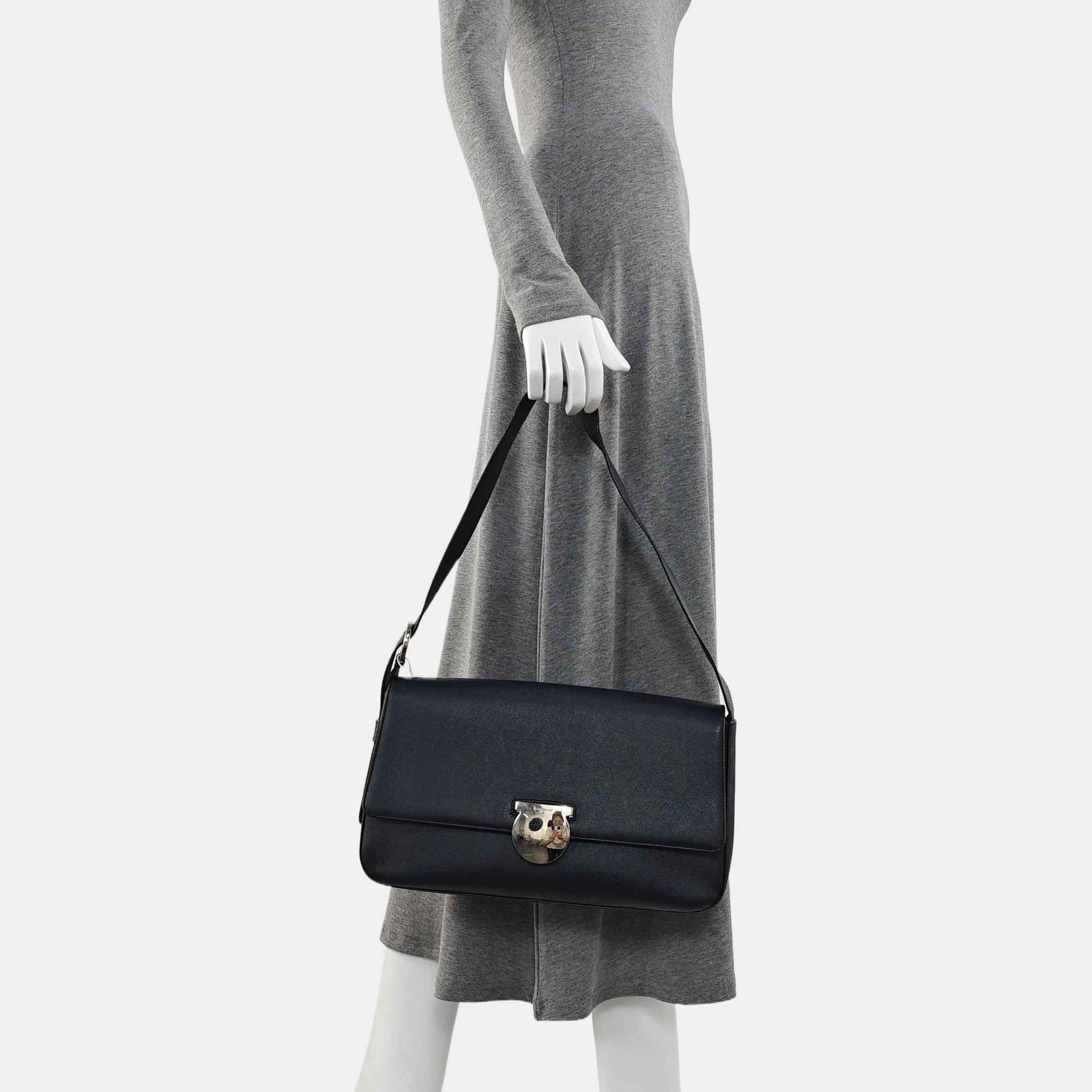 Calfskin Shoulder Bag Blue
