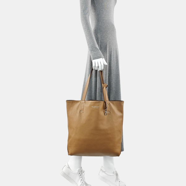 Calfskin Top Handle Bag Brown