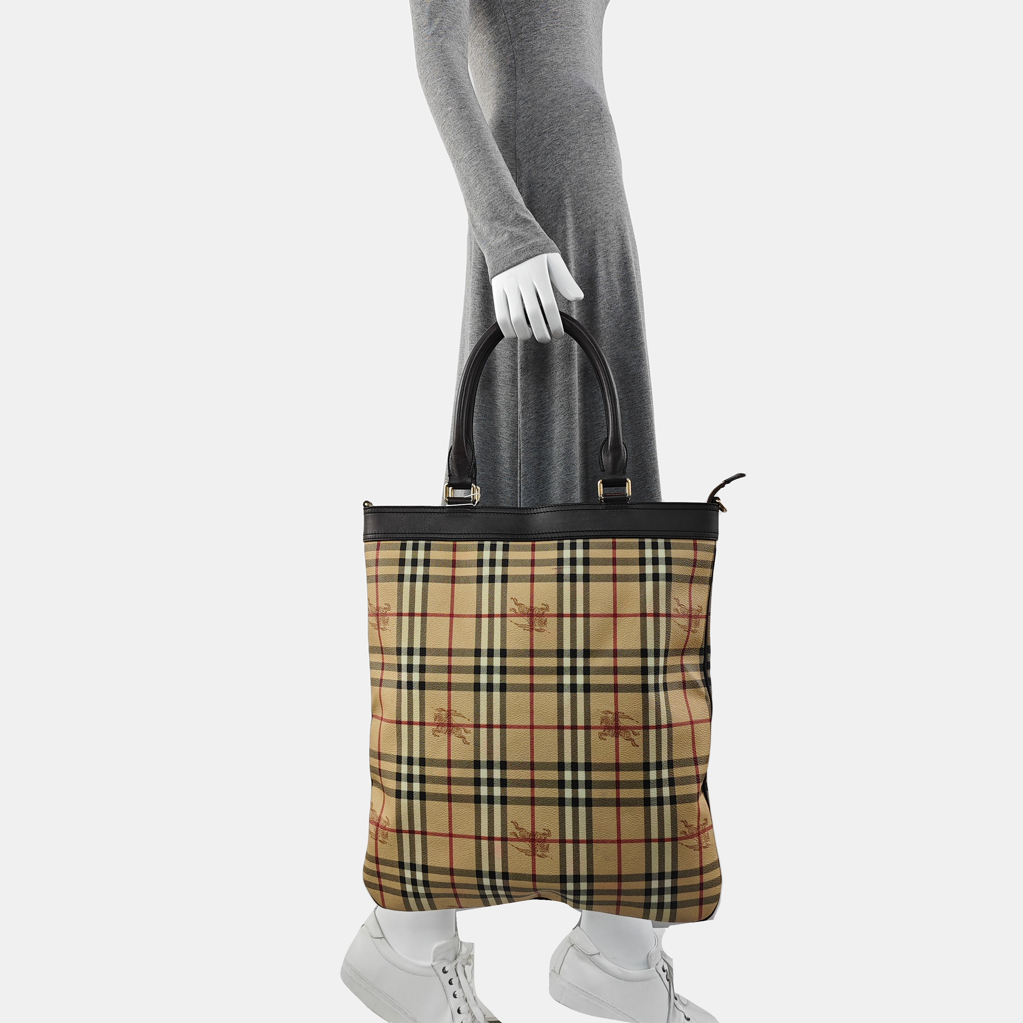 Coated Canvas Top Handle Bag Brown