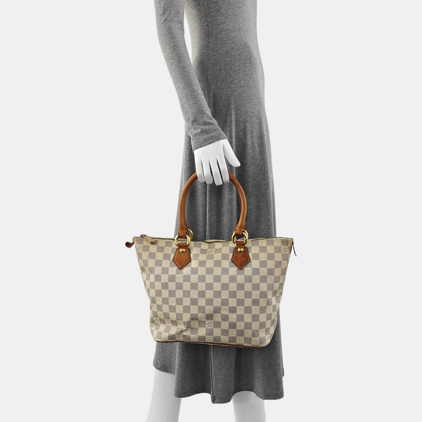 SALEYA PM Damier Azur Coated Canvas White