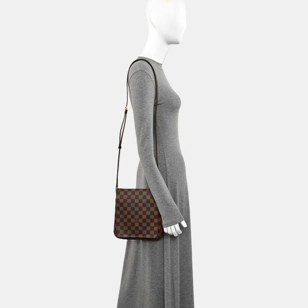 MUSETTE TANGO Damier Ebene Coated Canvas Brown