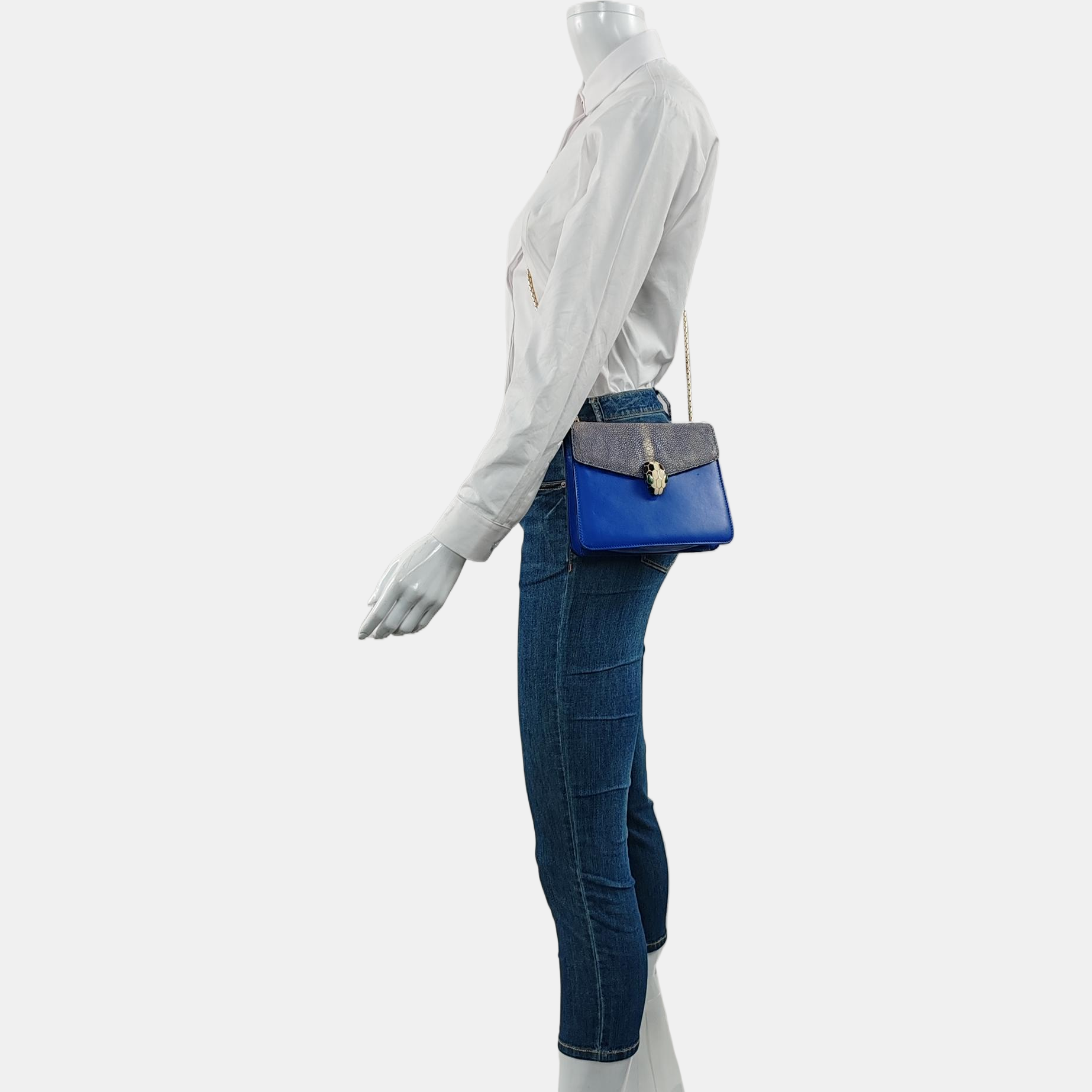 SERPENTI FOREVER Small Stingray Leather Blue