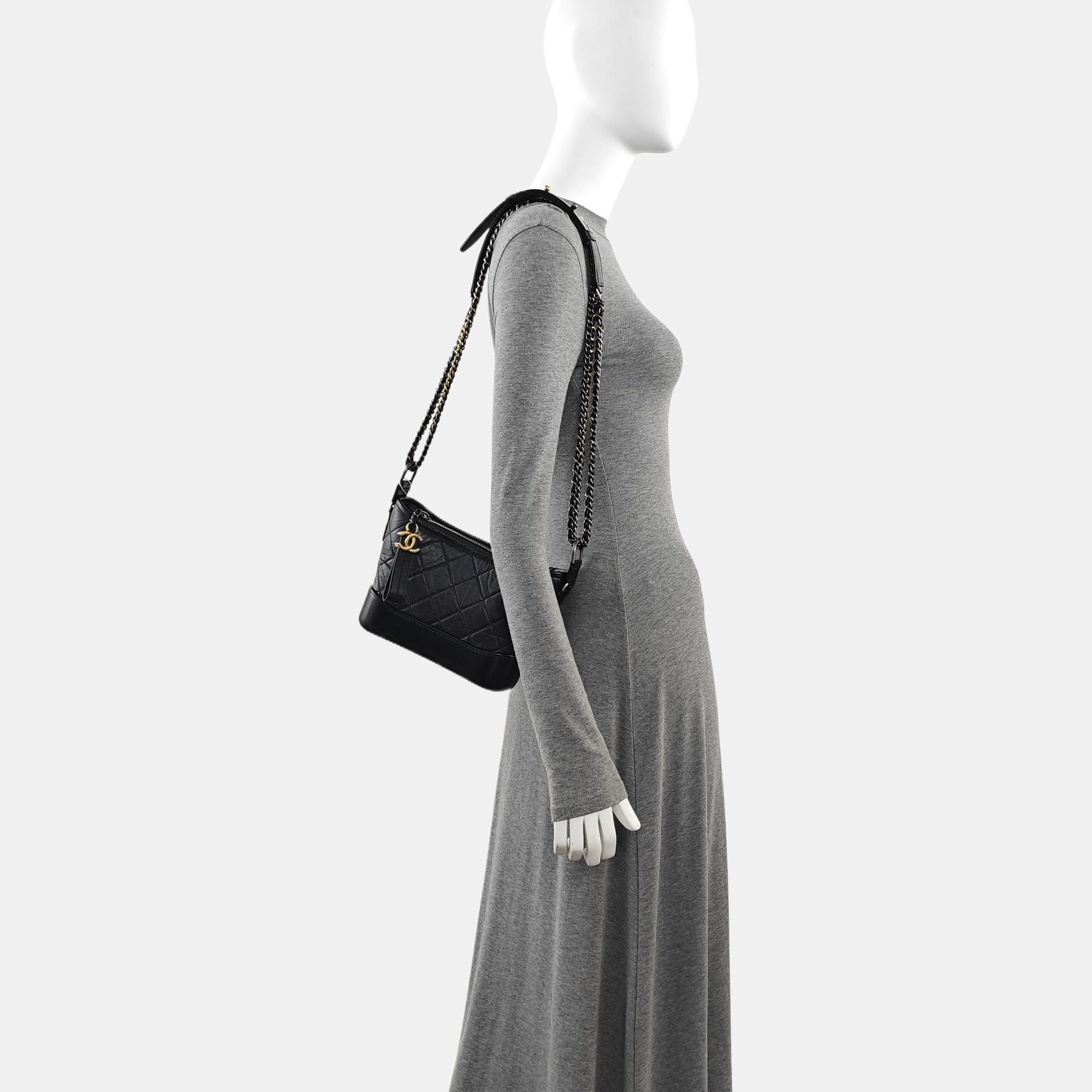 GABRIELLE Small Quilted Vintage Calf Black