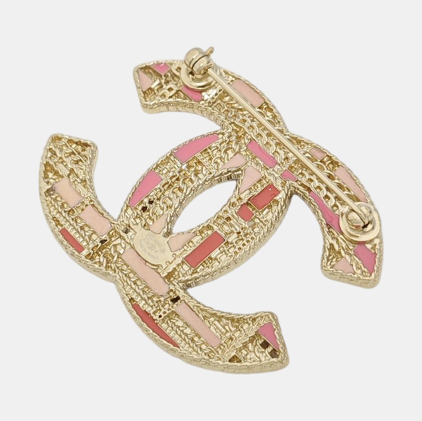 CC Logo Metal Gold Brooch