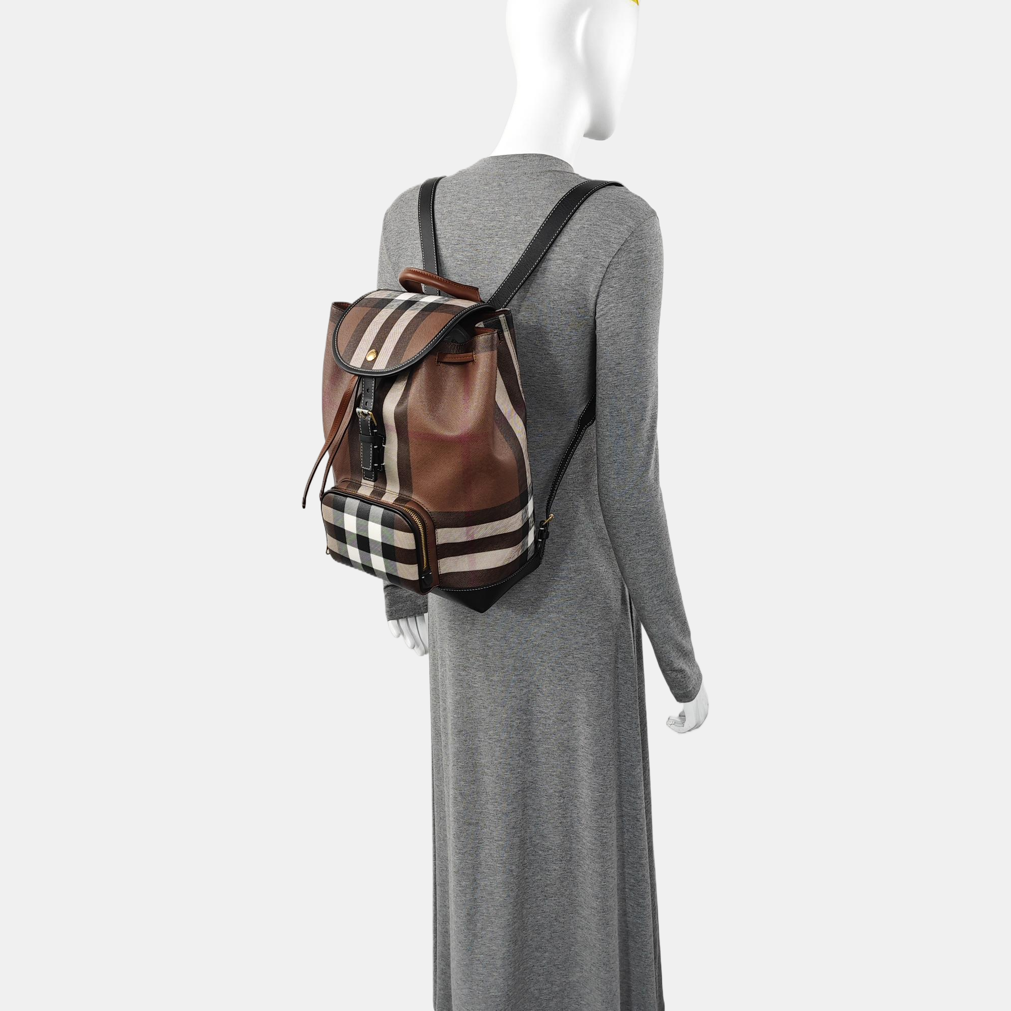 Coated Canvas Backpack Brown