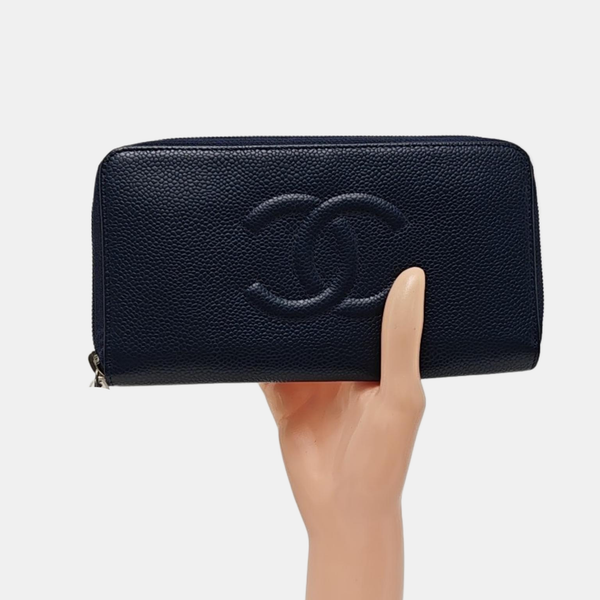 Grained Calfskin Wallet Blue