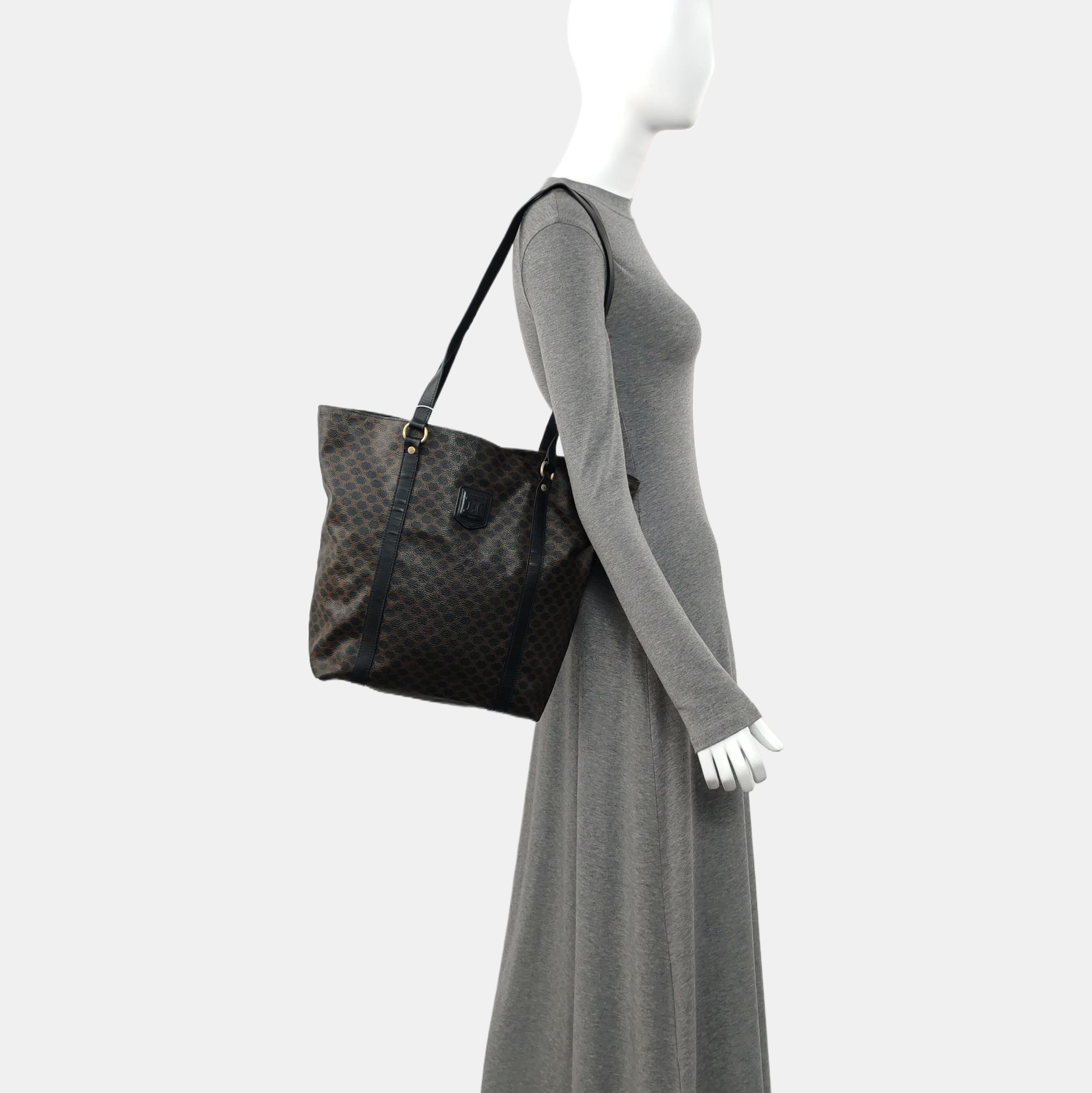 Coated Canvas Tote Bag Brown