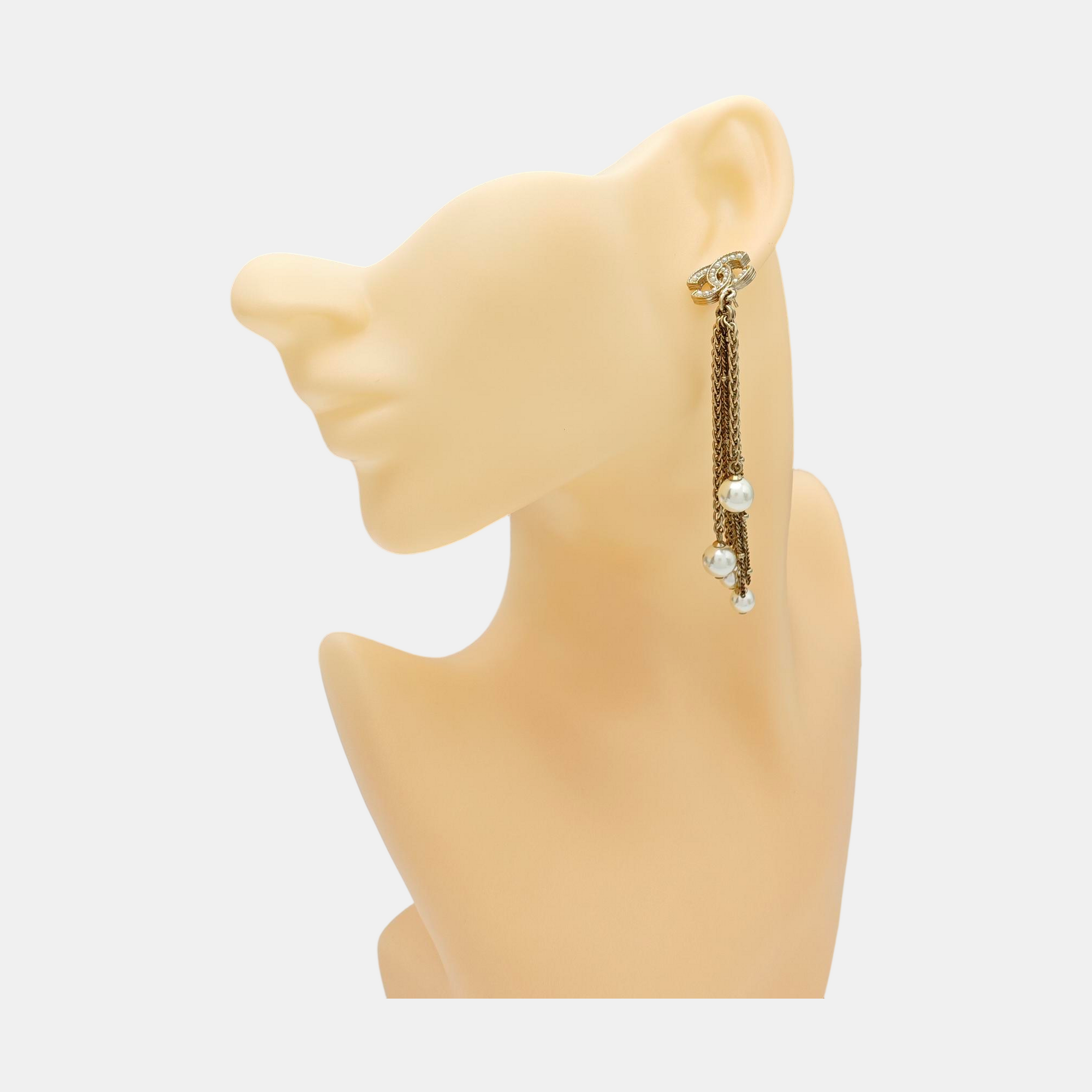 CC Logo Metal Gold Stud Earrings