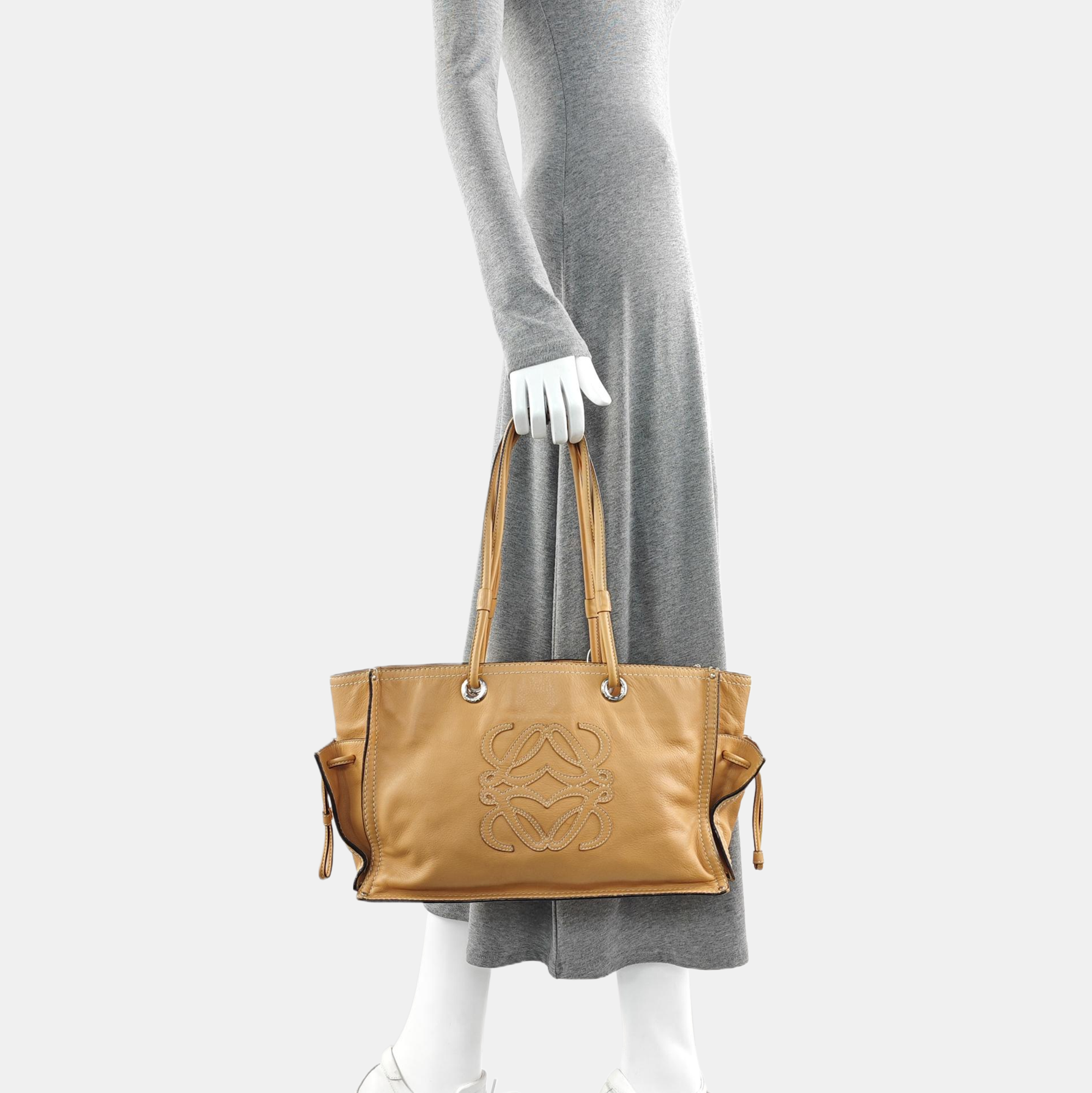 Calfskin Top Handle Bag Brown