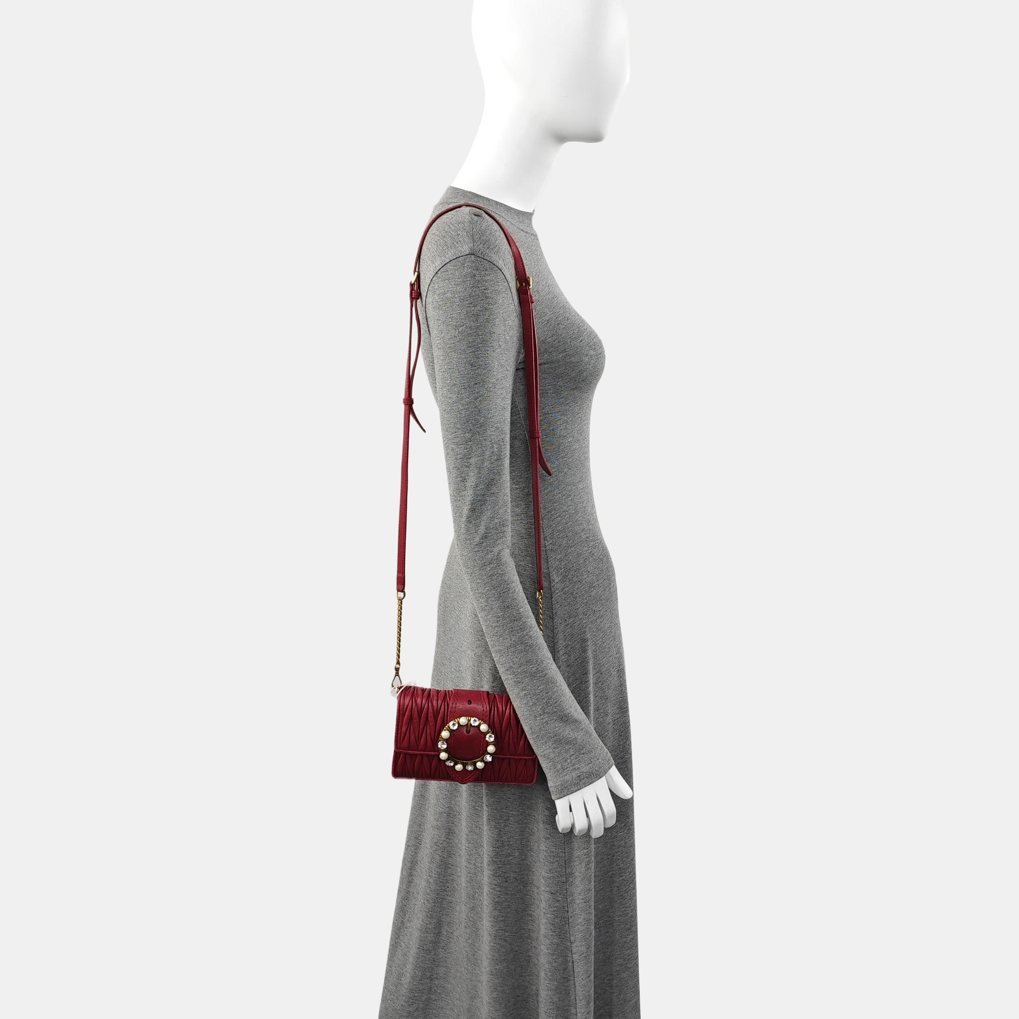 Quilted Lambskin Crossbody Bag Red