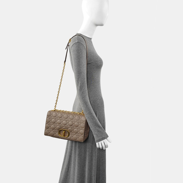 Dior Caro Large Cannage Calfskin Gray