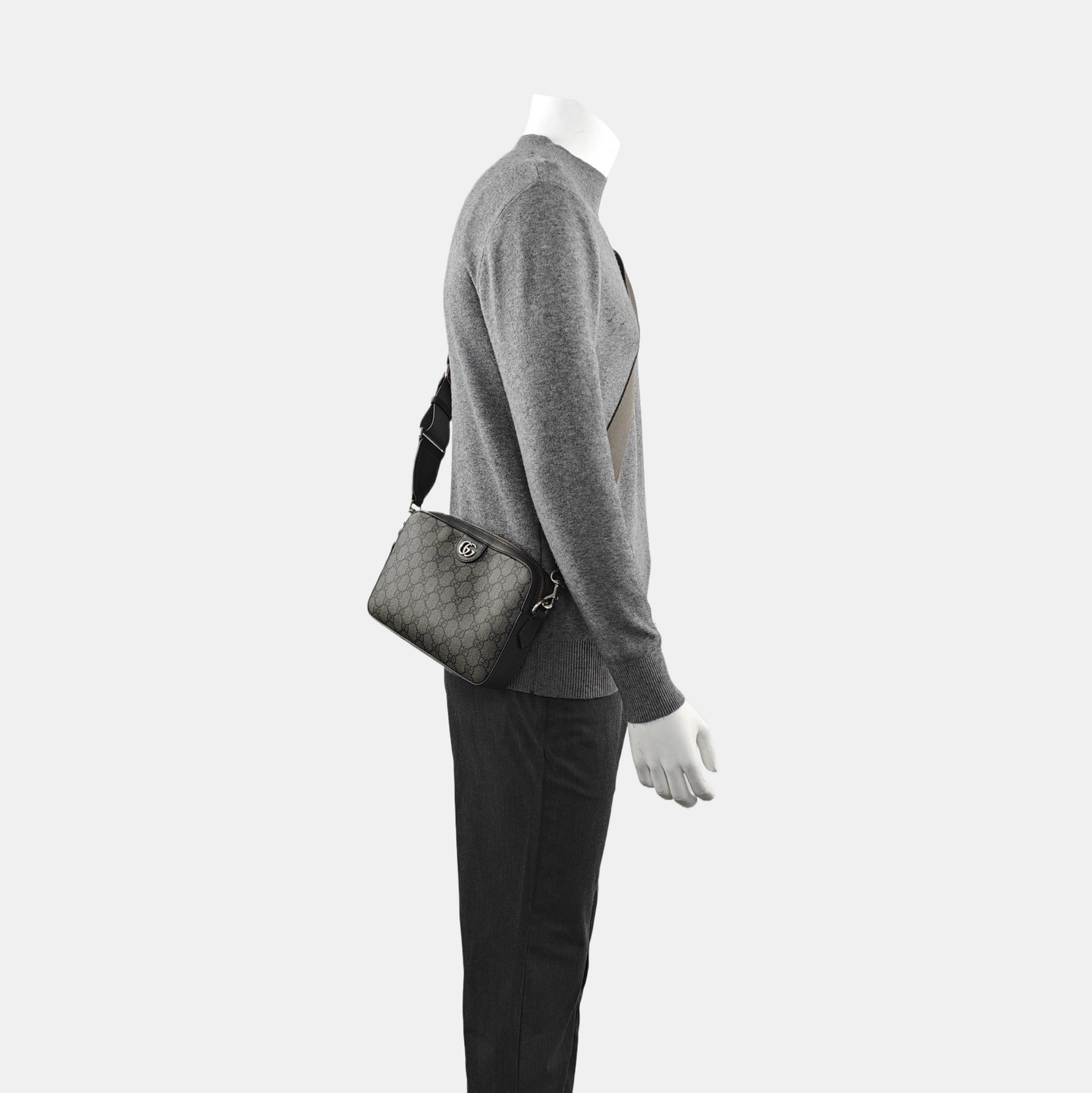 Ophidia Large Monogram Coated Canvas Gray