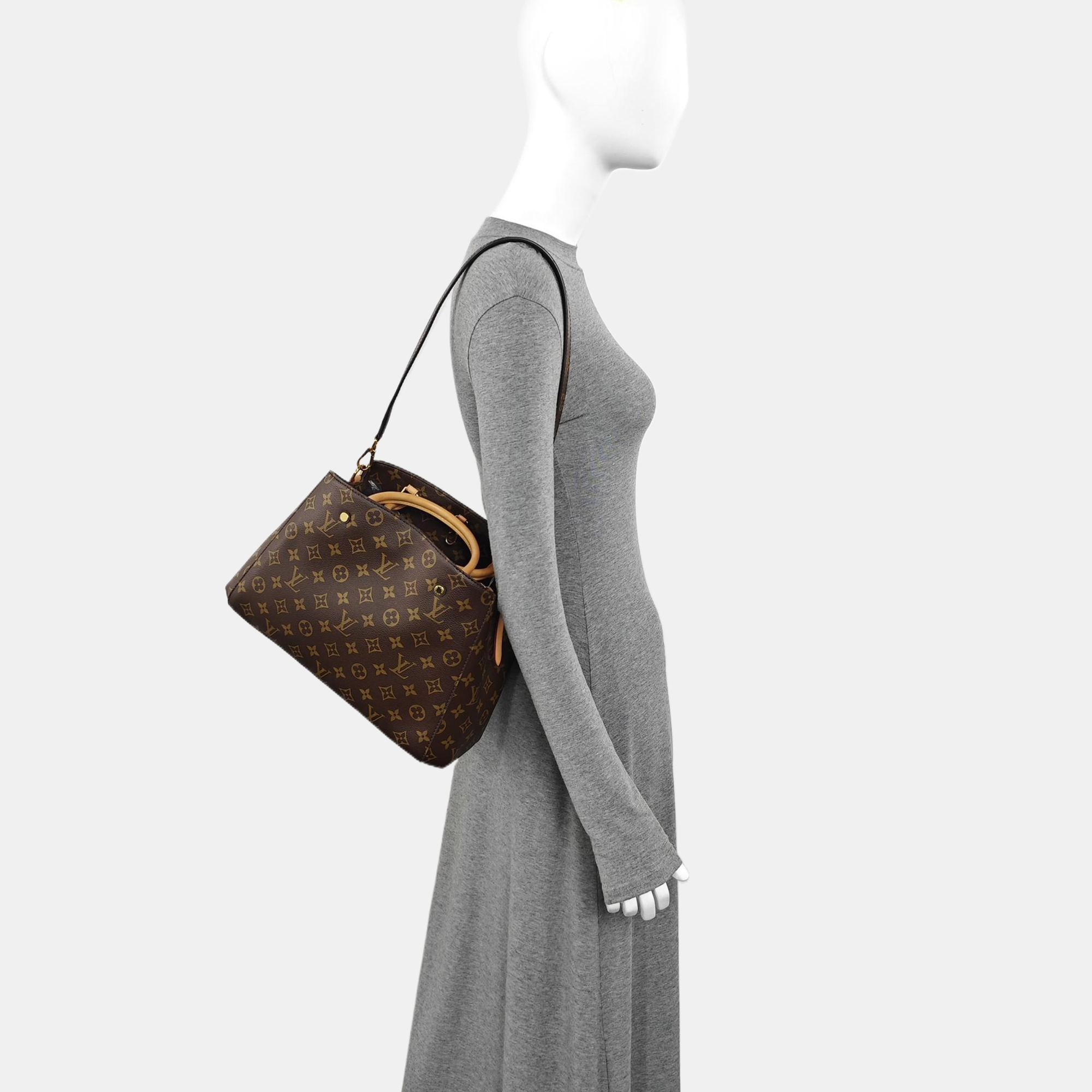 MONTAIGNE MM Monogram Coated Canvas Brown