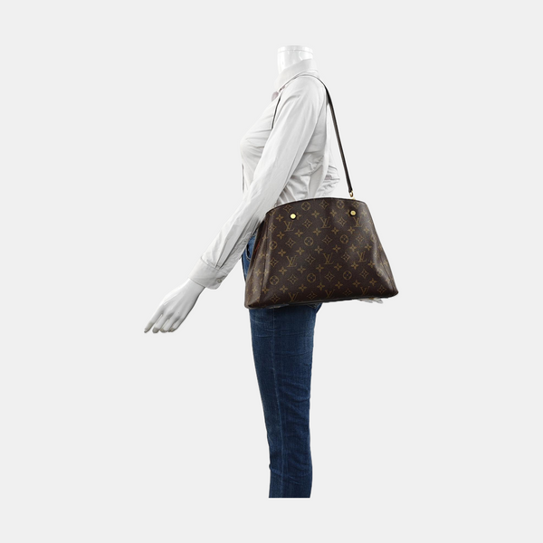 MONTAIGNE GM Monogram Coated Canvas Brown