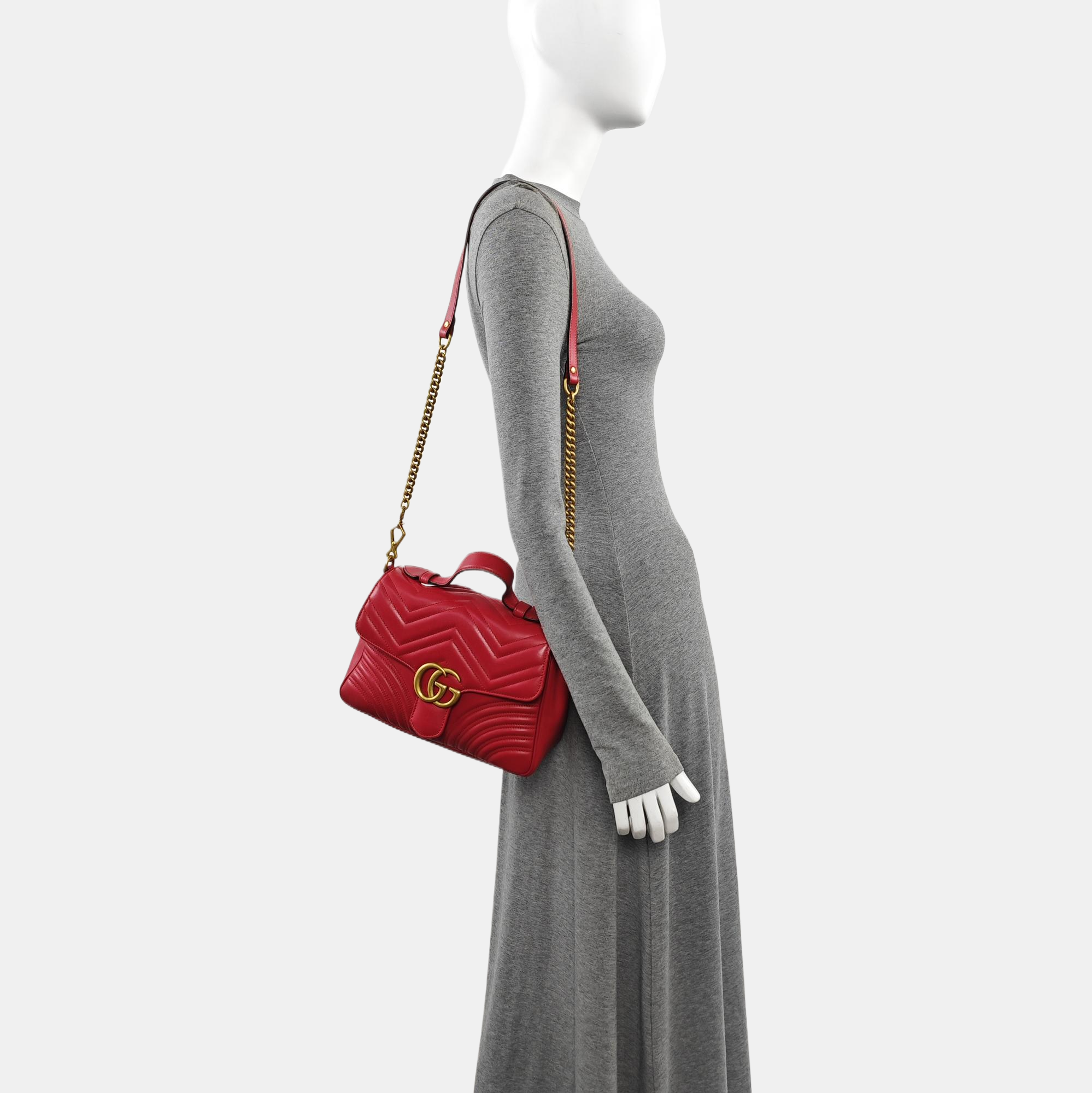 GG Marmont Small Quilted Calfskin Red