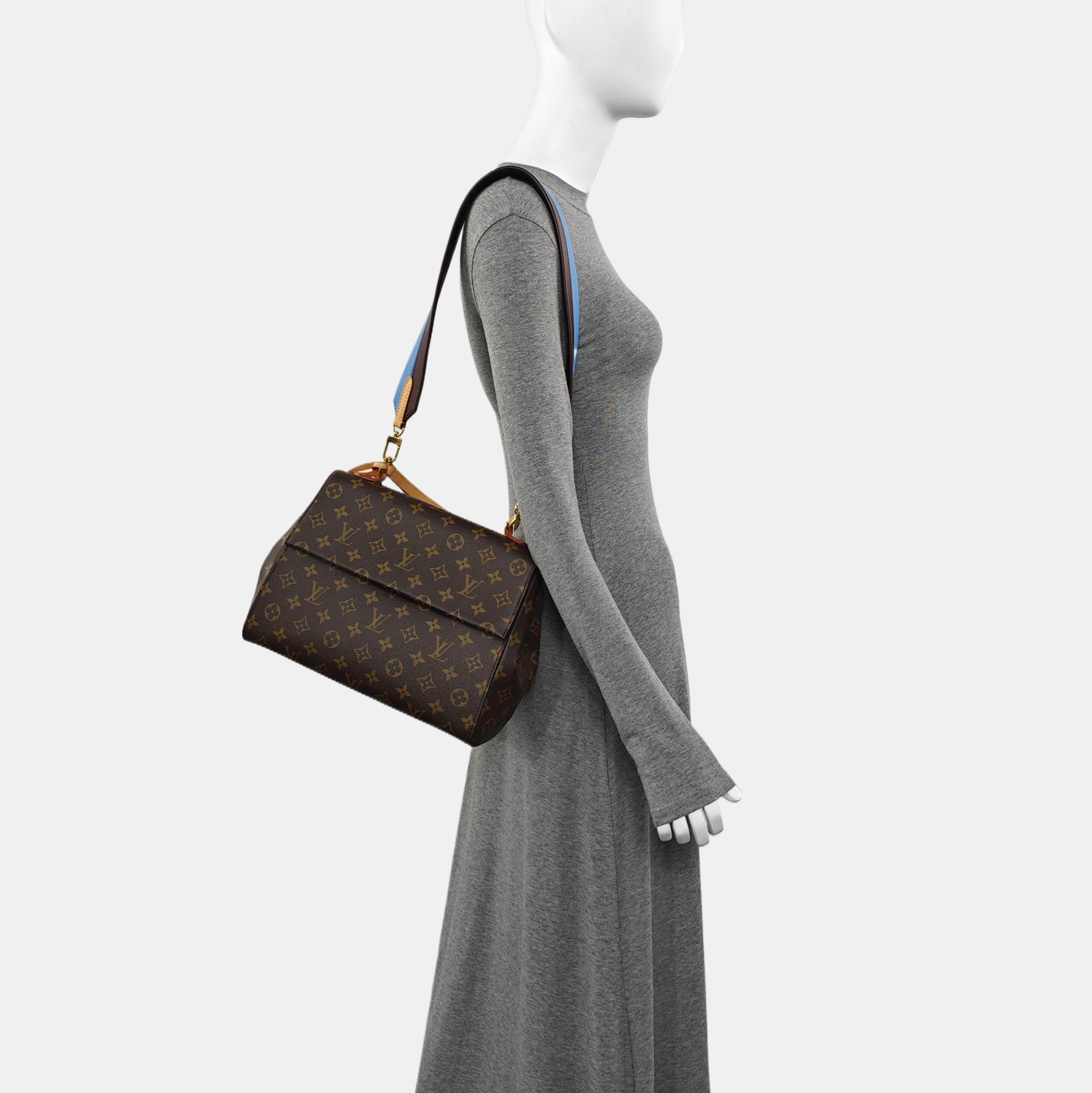 CLUNY MM Monogram Coated Canvas Brown