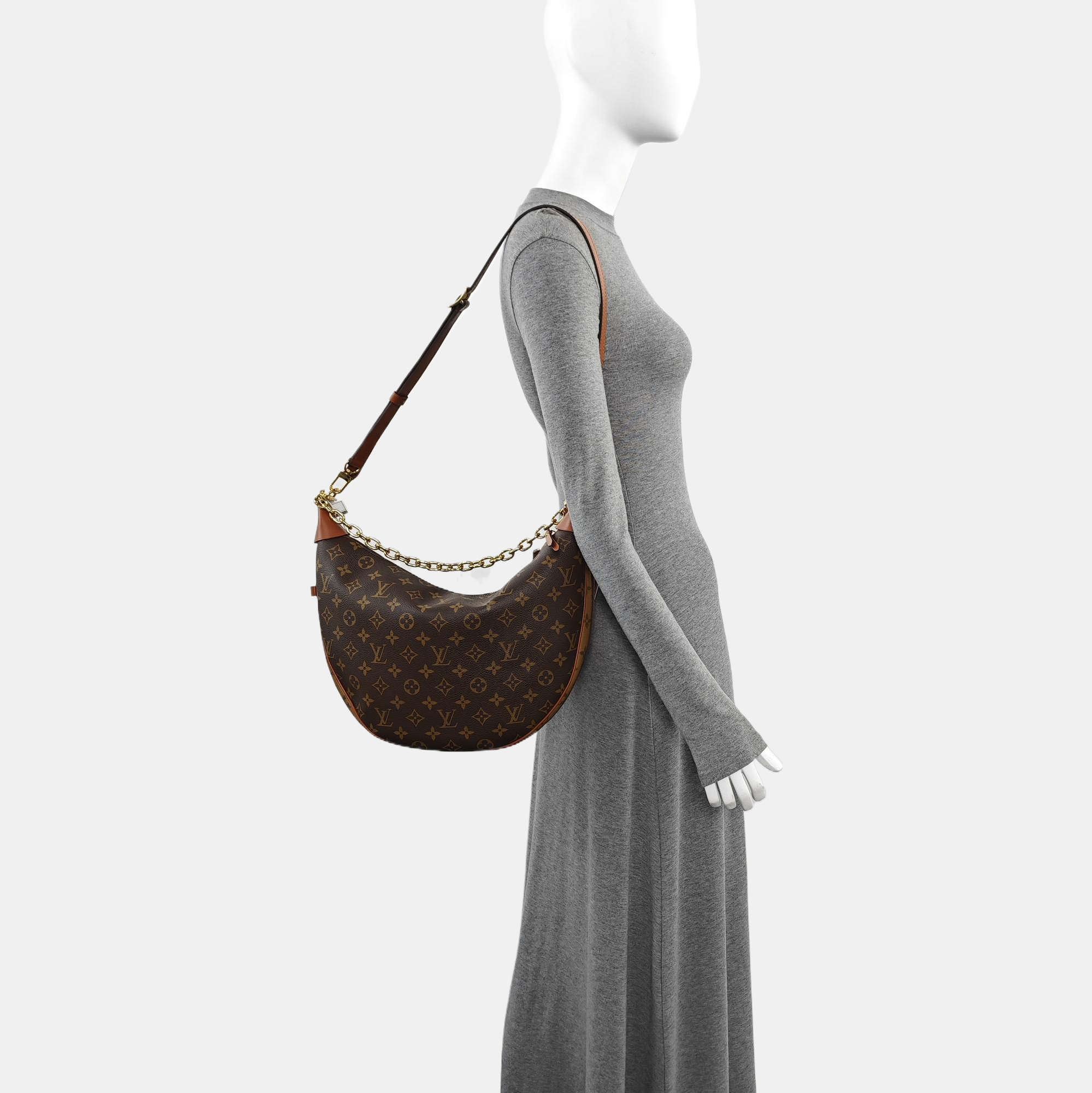 LOOP HOBO Monogram Coated Canvas Brown