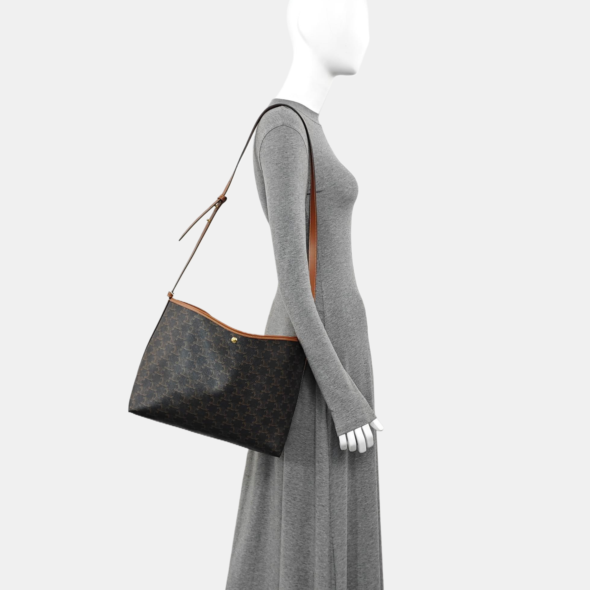 Coated Canvas Shoulder Bag Brown