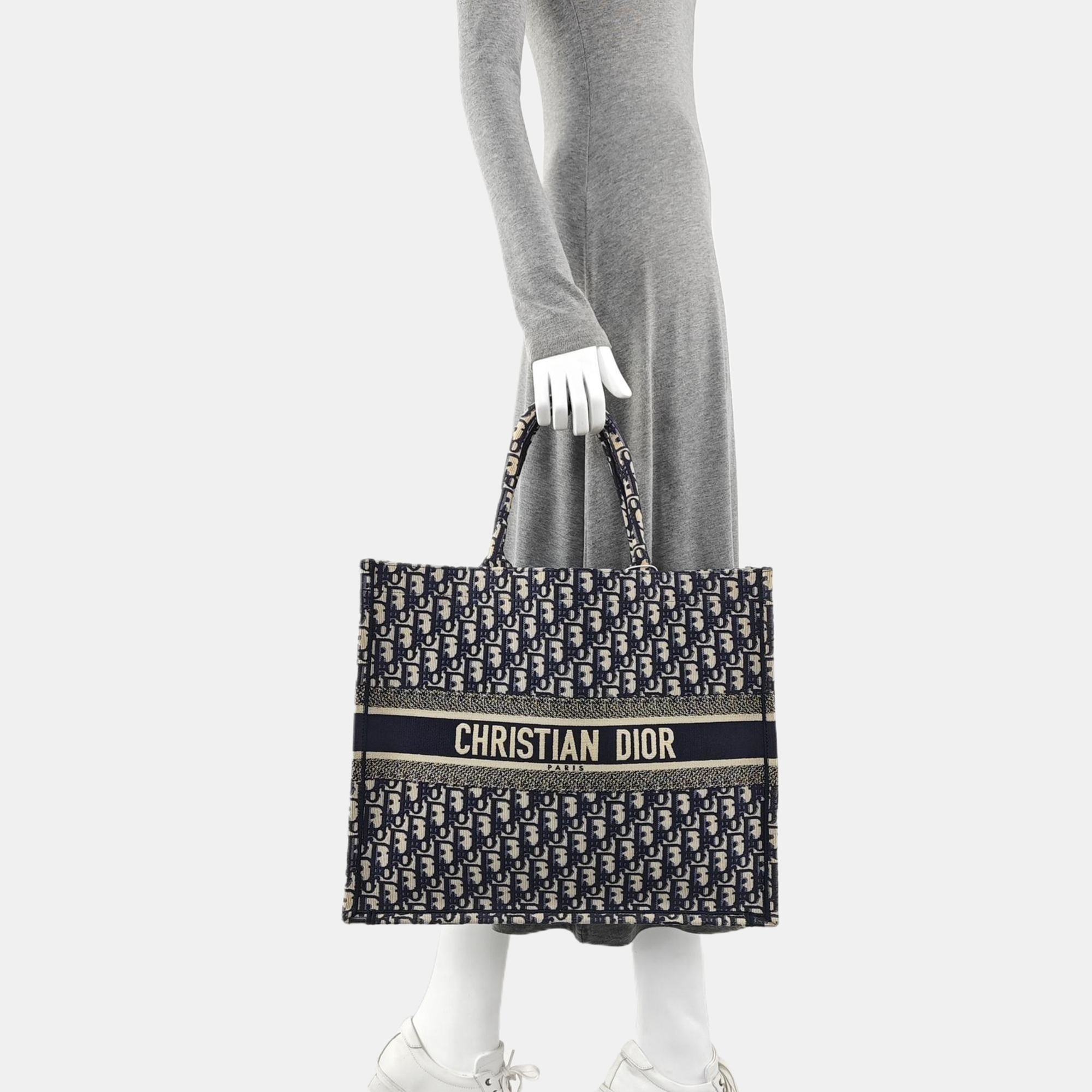 Book Tote Large Oblique Canvas Beige