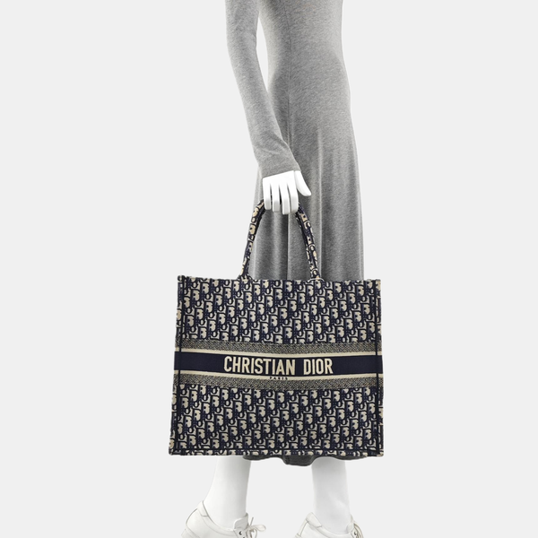 Book Tote Large Oblique Canvas Beige