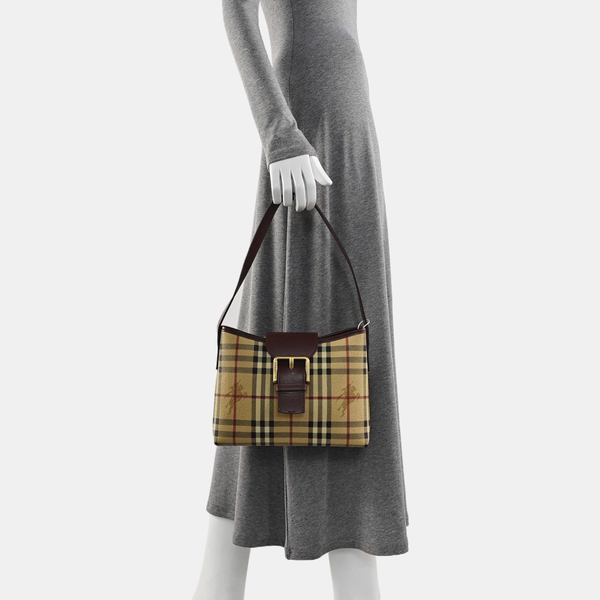 Coated Canvas Shoulder Bag Beige
