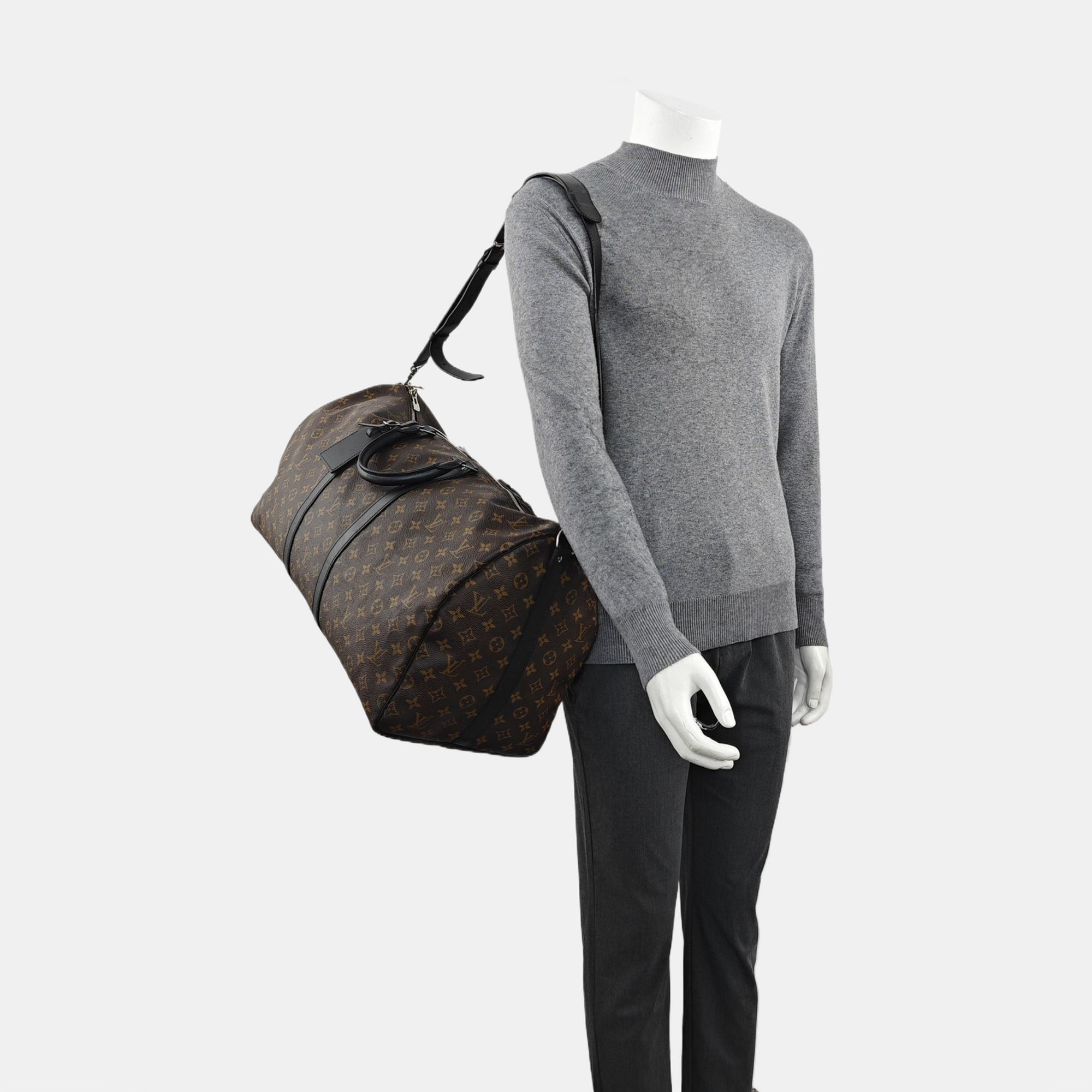 KEEPALL 55 Monogram Coated Canvas Brown