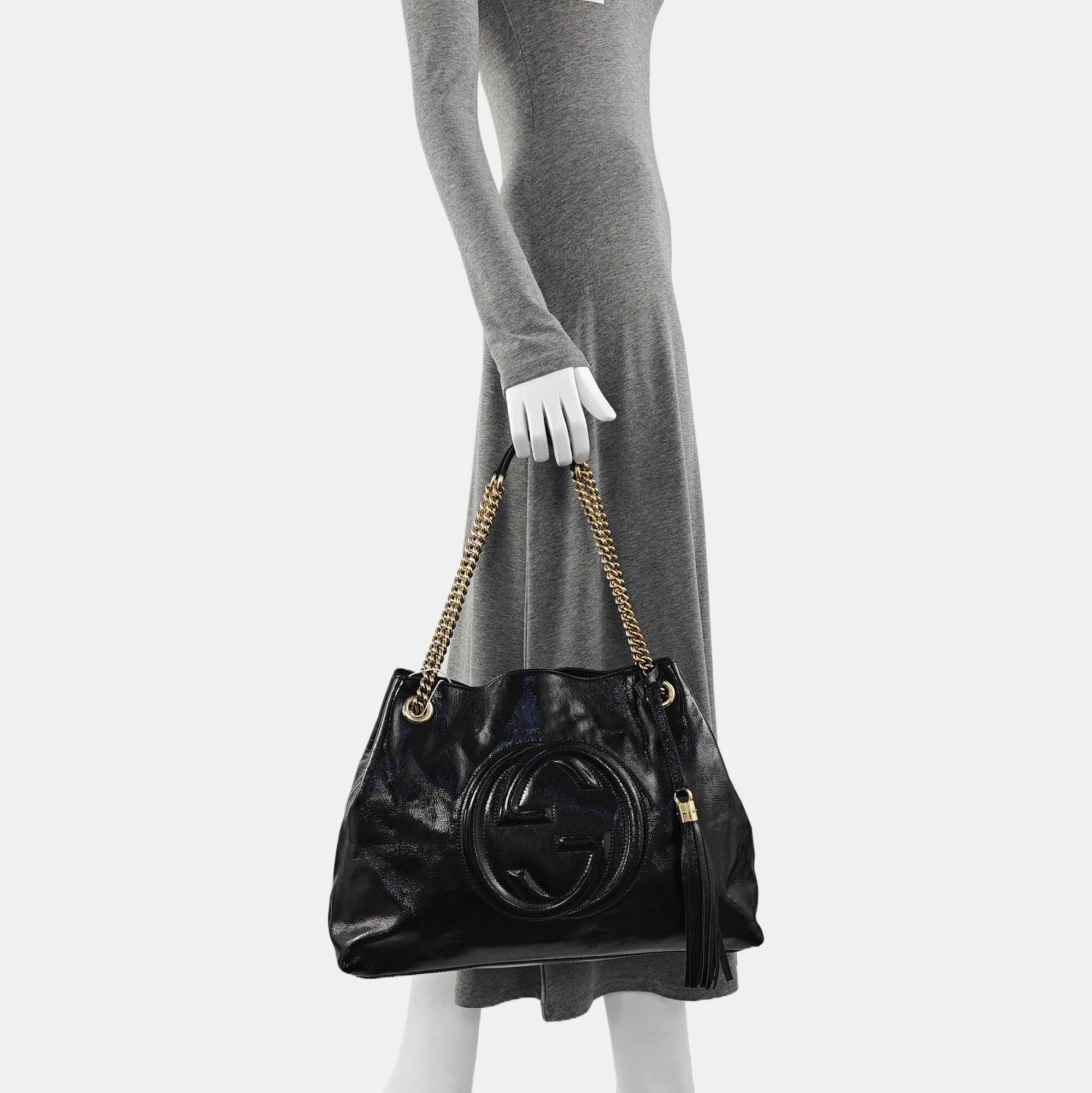 Authenticated pre-owned  Soho Quilted Patent Leather Black - Tote Bag at Looply
