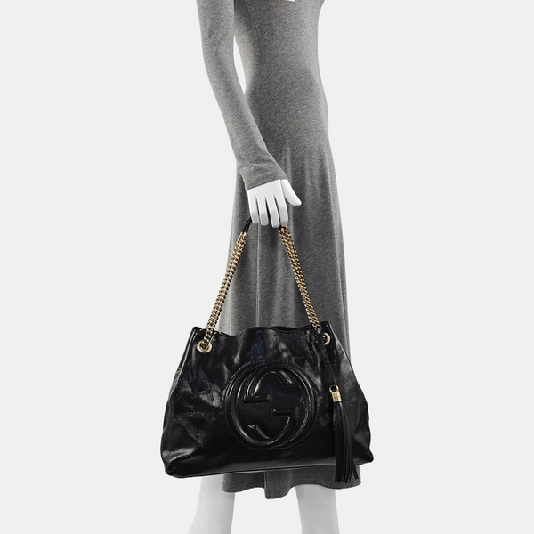 Authenticated pre-owned  Soho Quilted Patent Leather Black - Tote Bag at Looply