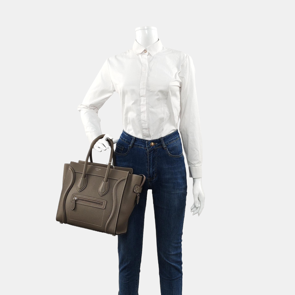 Authenticated pre-owned  LUGGAGE Micro Calfskin Gray - Tote Bag at Looply