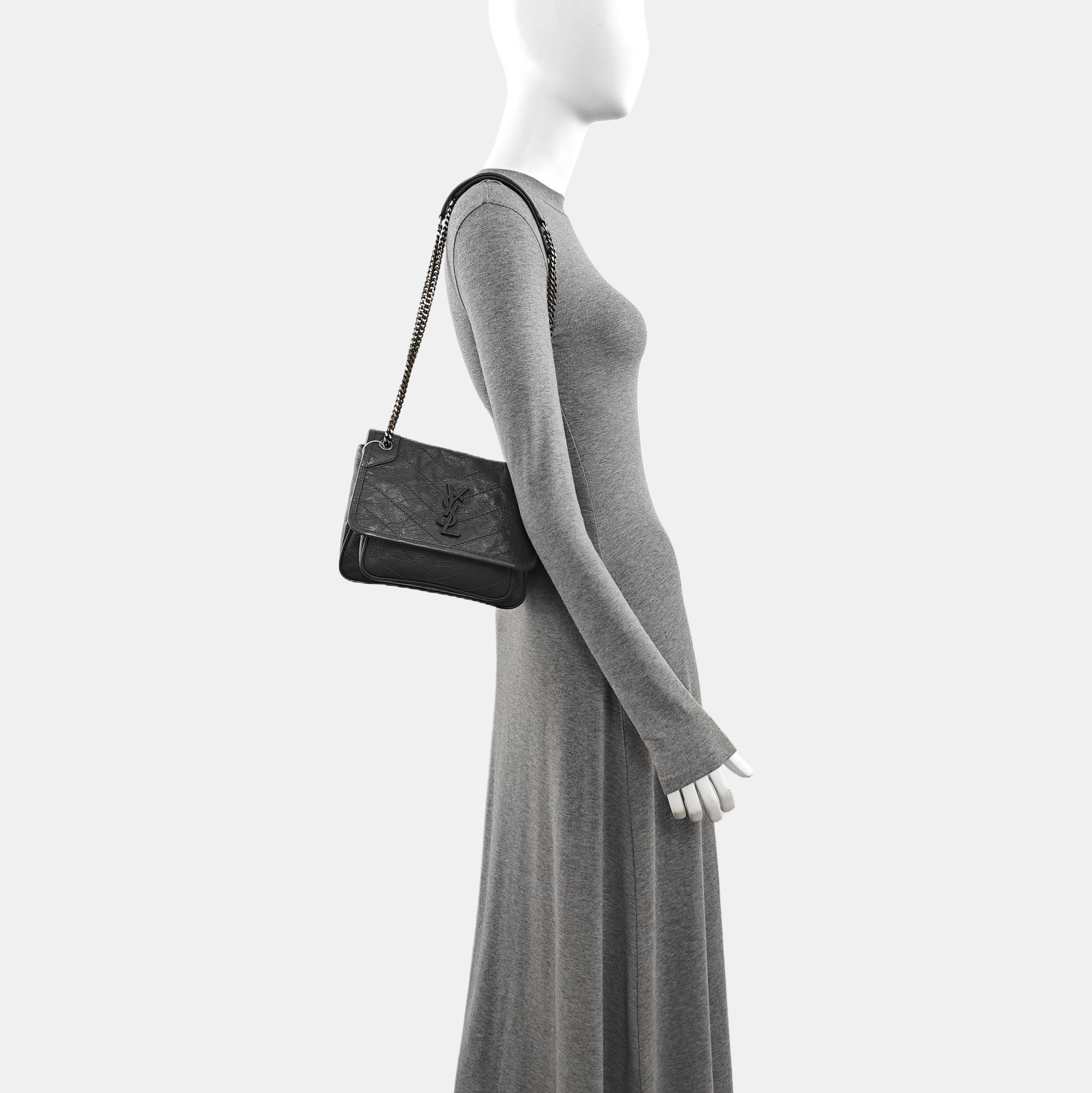 NIKI Small Chevron Calfskin Gray