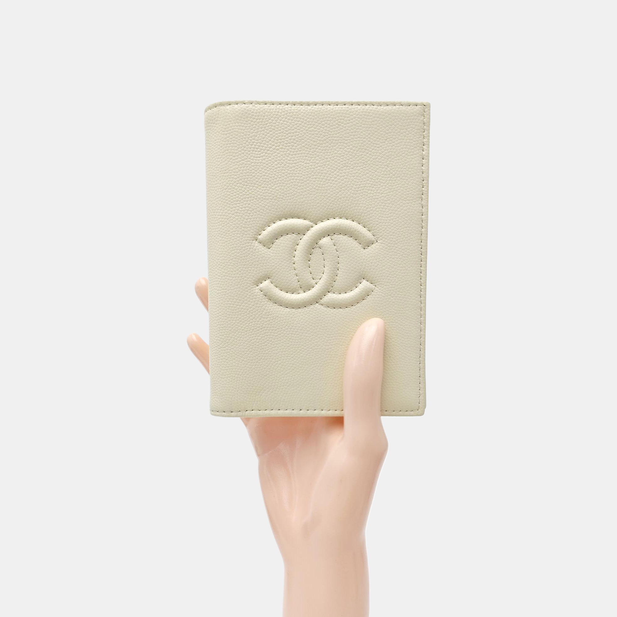 Quilted Grained Calfskin Wallet Beige
