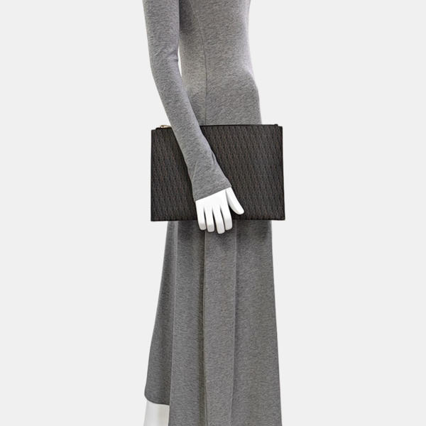 Coated Canvas Clutch Black