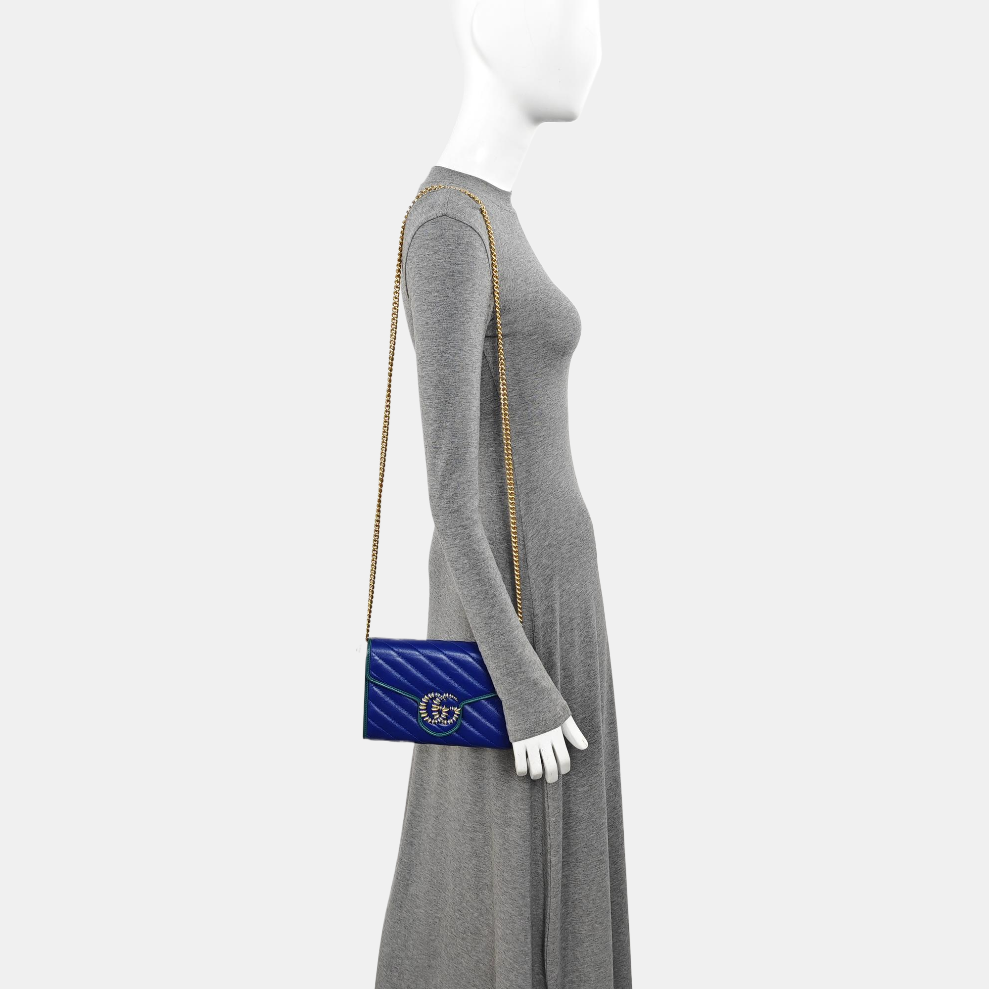 GG Marmont Mini Quilted Calfskin Blue
