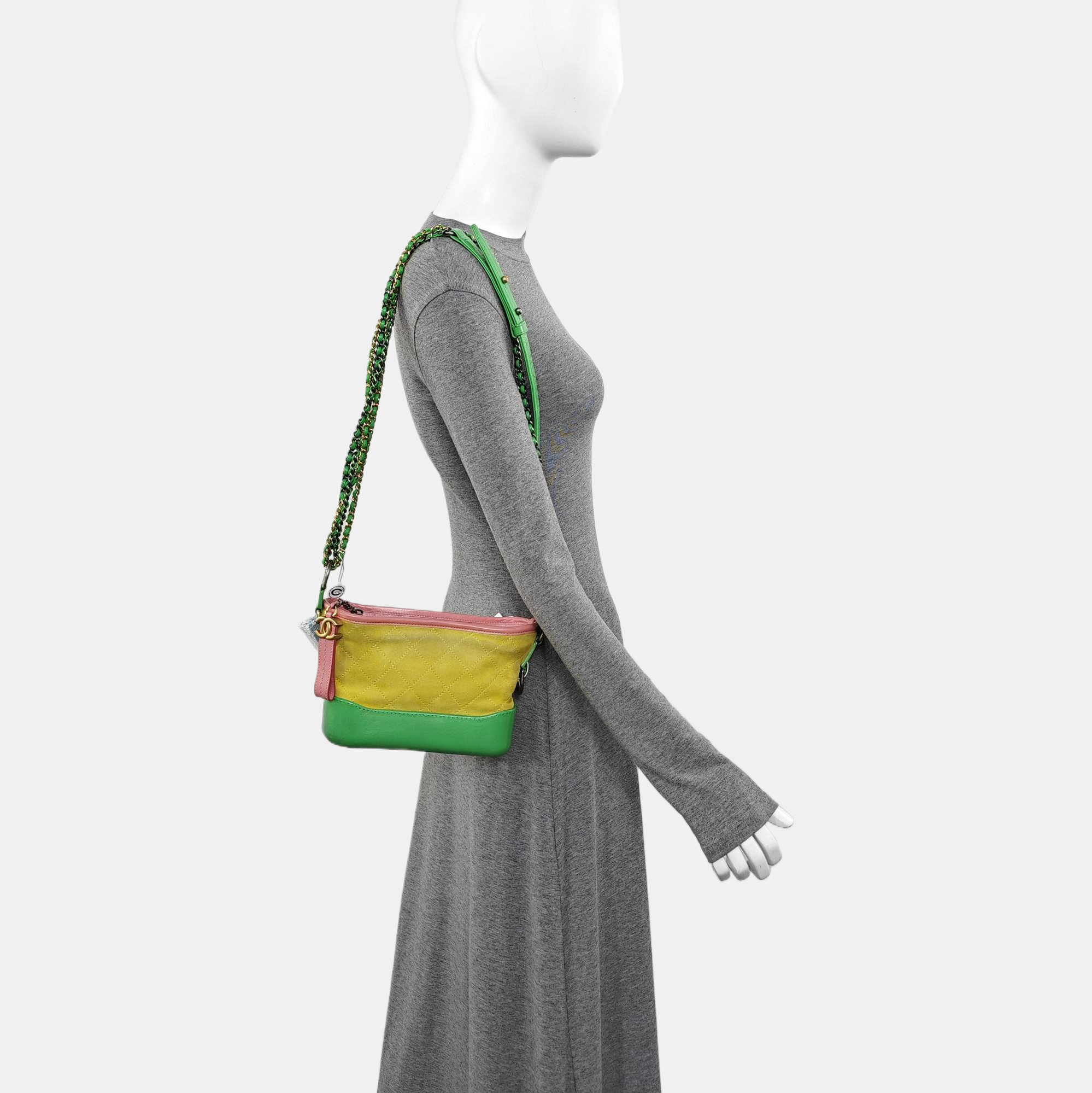 GABRIELLE Small Quilted Suede Yellow