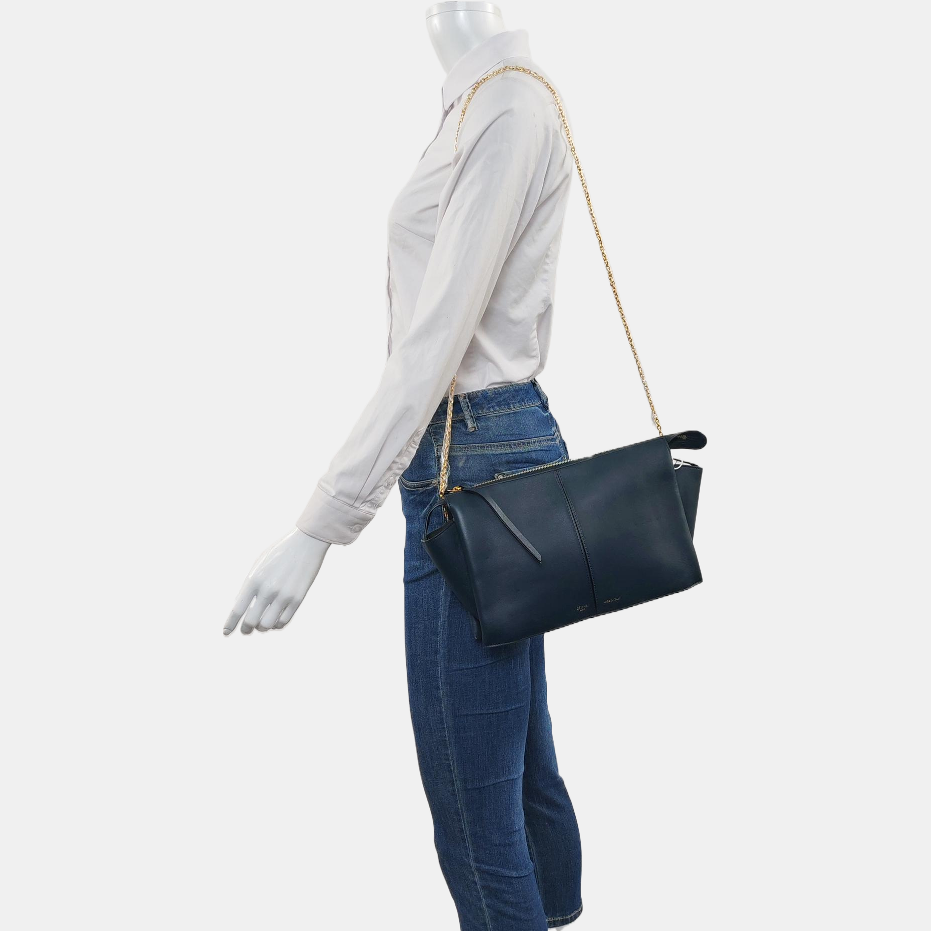 Authenticated pre-owned  TRI FOLD Calfskin Blue - Shoulder Bag at Looply