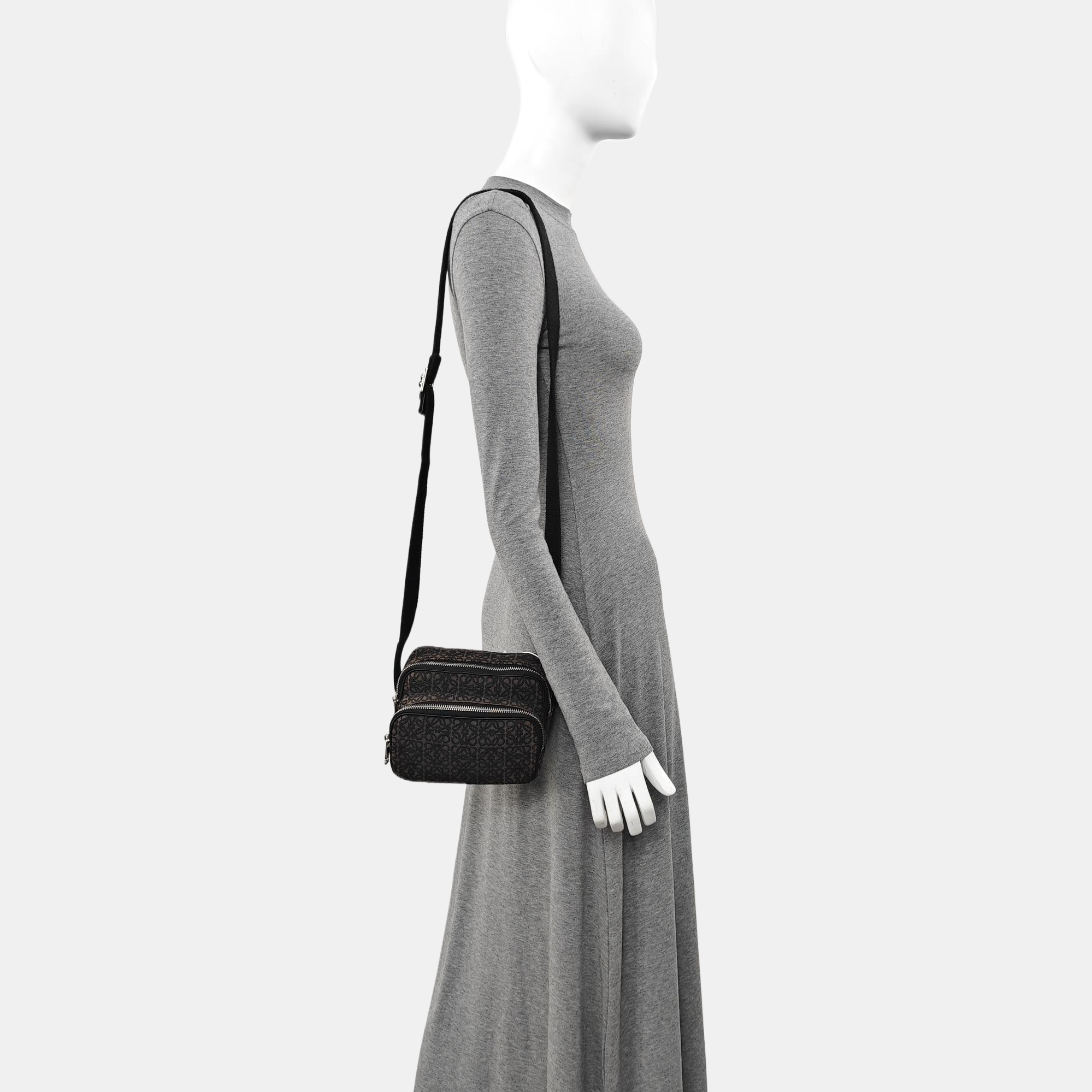Monogram Fabric Shoulder Bag Gray