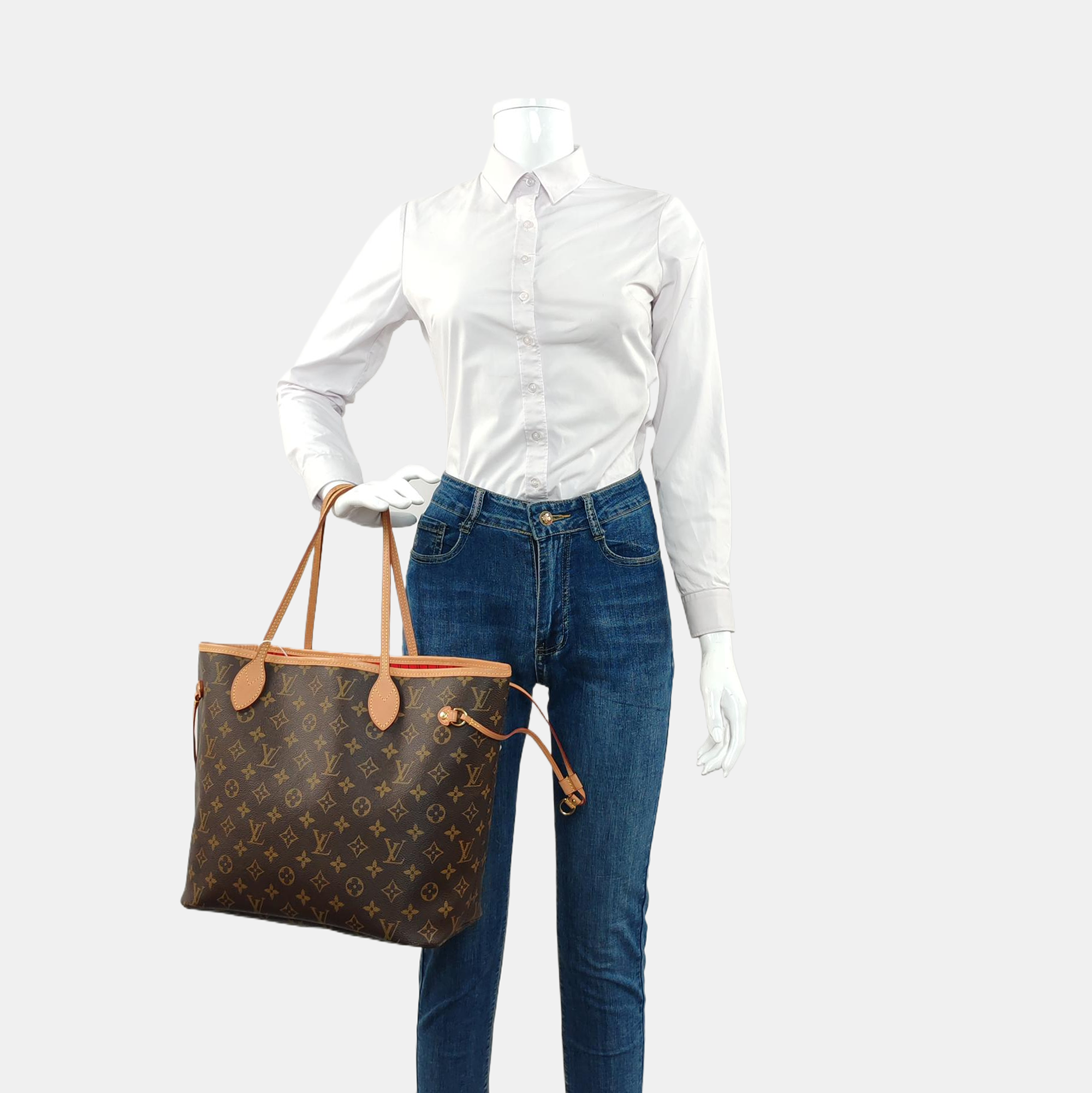 NEVERFULL MM Monogram Coated Canvas Brown