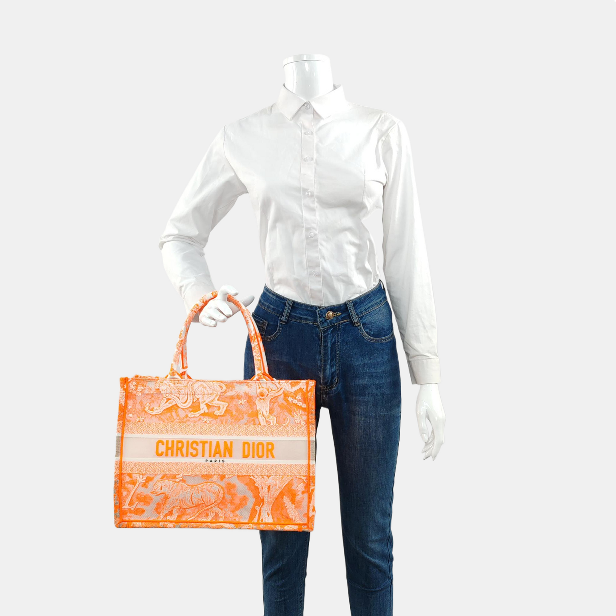 Authenticated pre-owned  Book Tote Medium Fabric Orange - Tote Bag at Looply