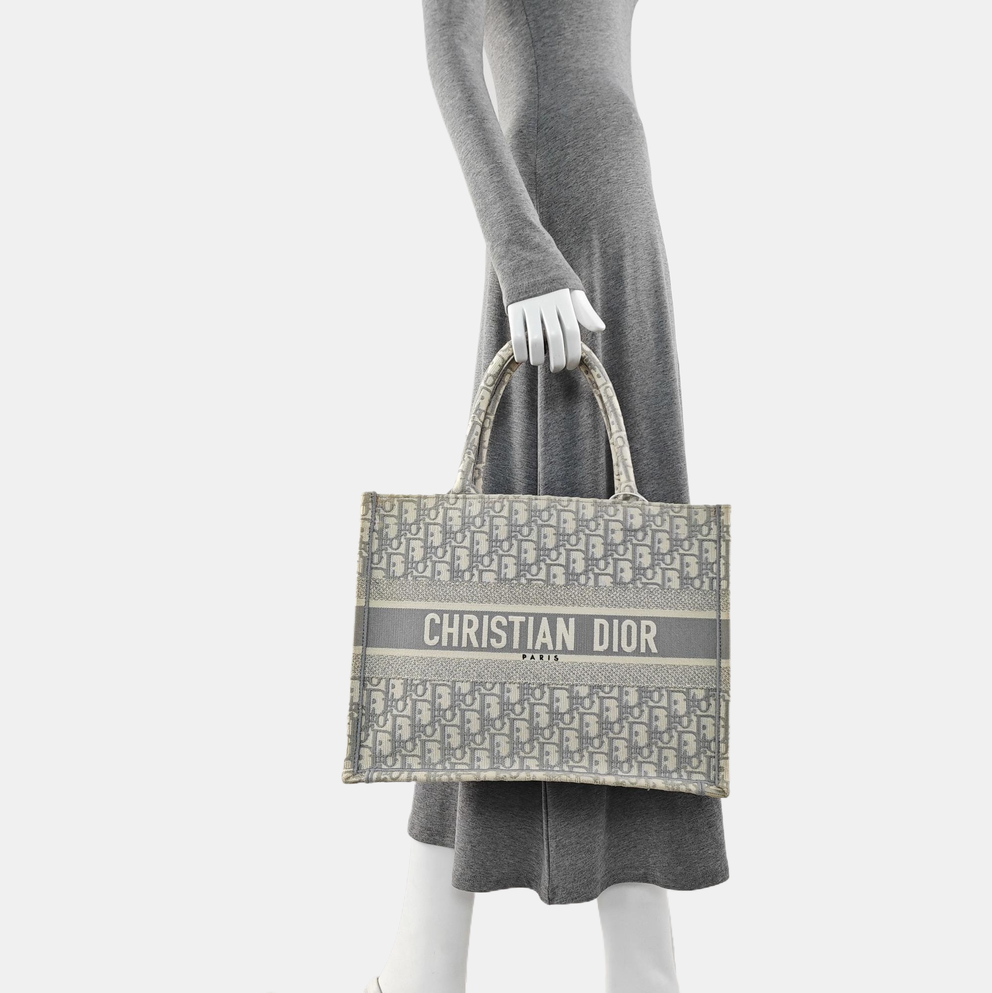 Book Tote Medium Oblique Canvas White