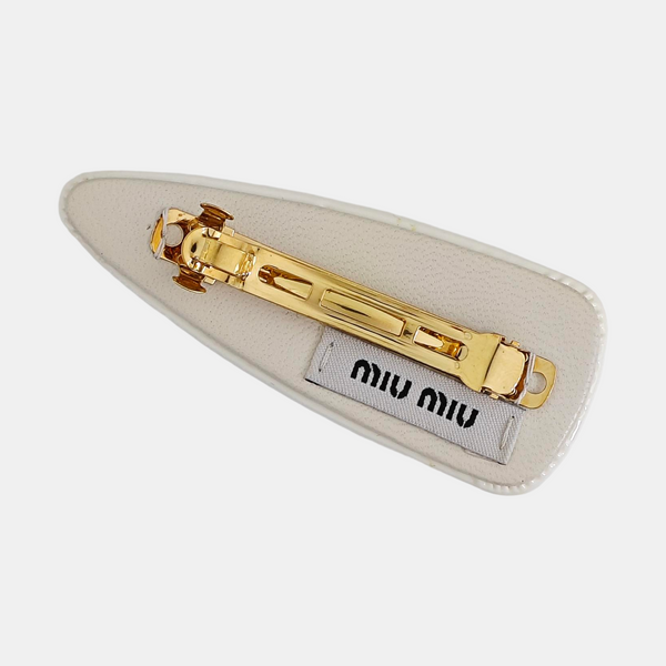 Leather Hair Clip White