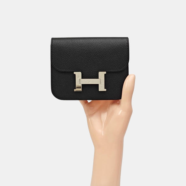 Constance Slim Epsom Black Wallet