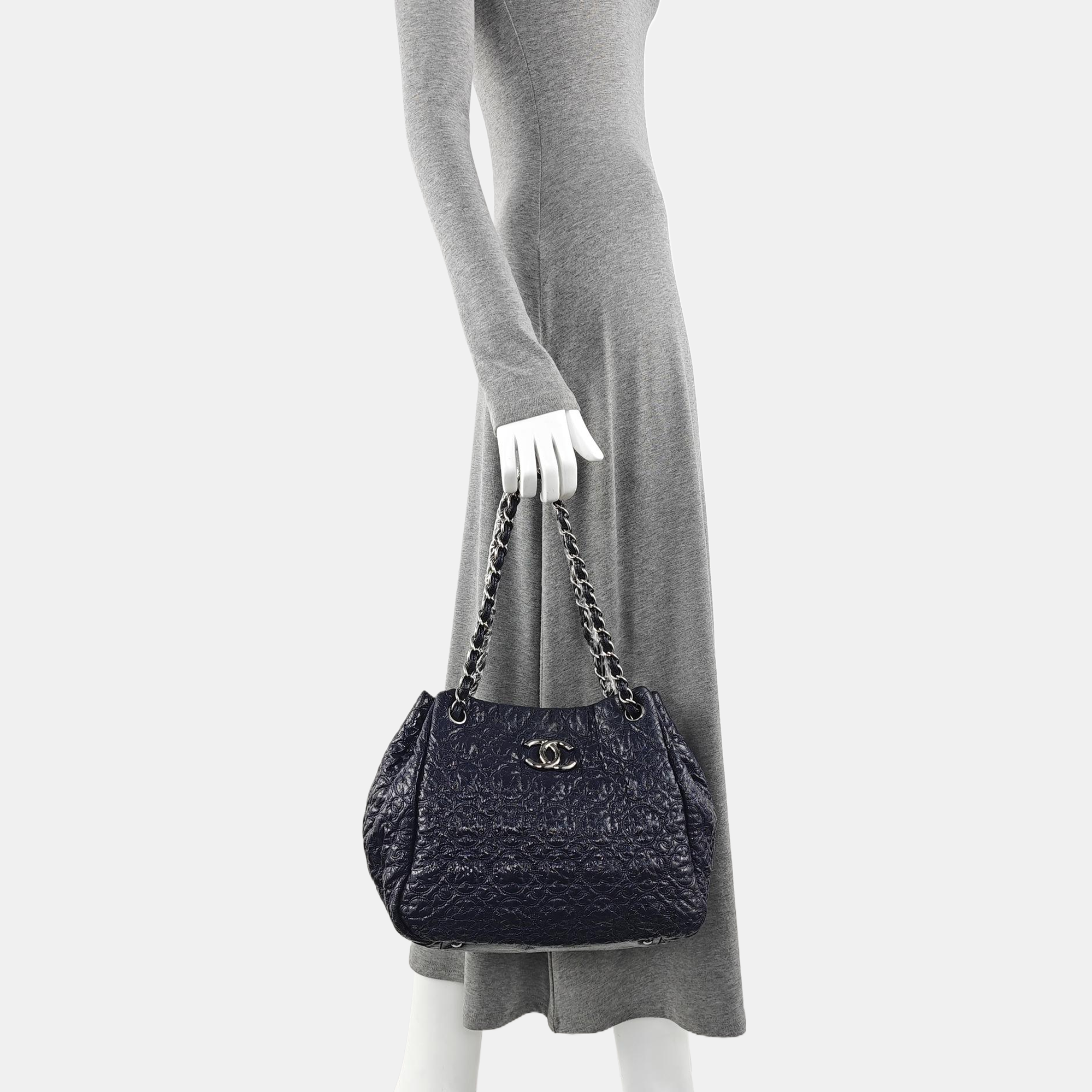 Quilted Calfskin Top Handle Bag Blue