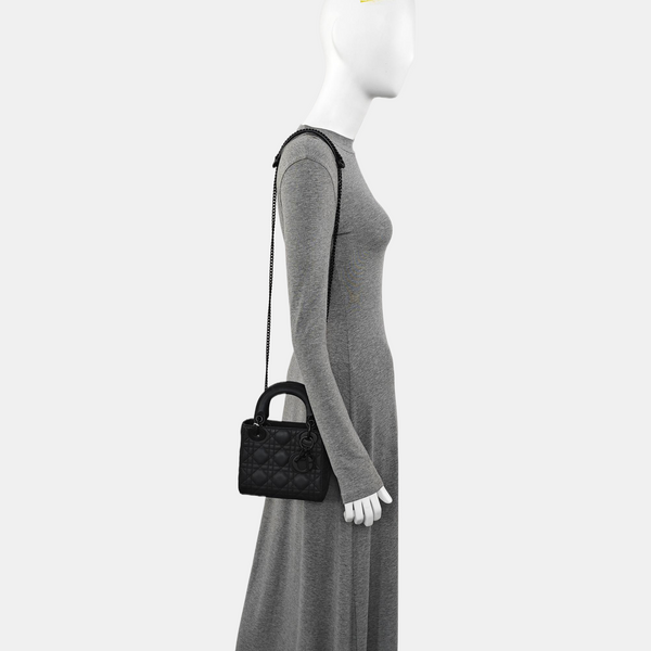 Lady Dior Mini Cannage Calfskin Black