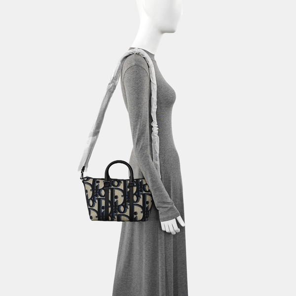 Oblique Canvas Tote Bag Beige
