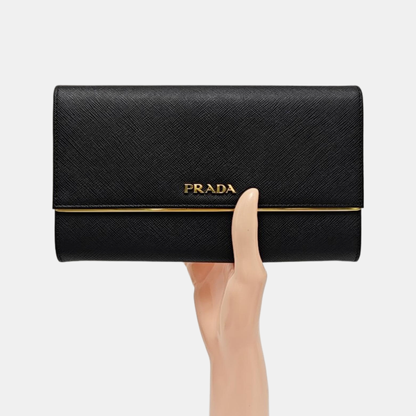 Saffiano Calfskin Clutch Black